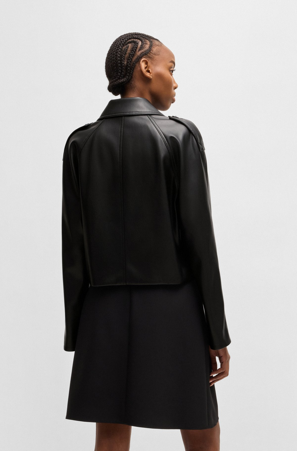 RELAXED-FIT DOUBLE-BREASTED JACKET IN FAUX LEATHER - 4