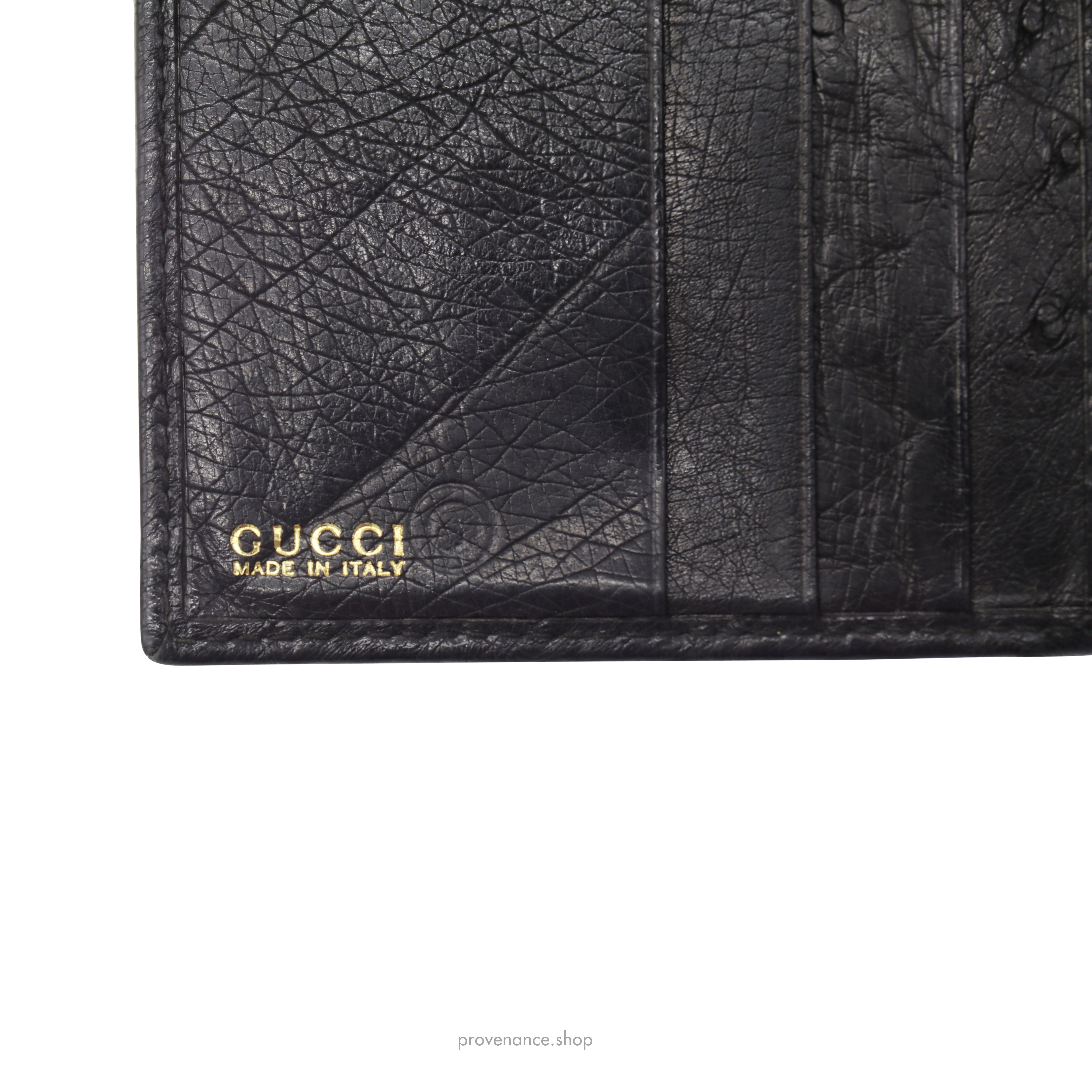 Gucci Tall Wallet - Black Ostrich Leather - 9