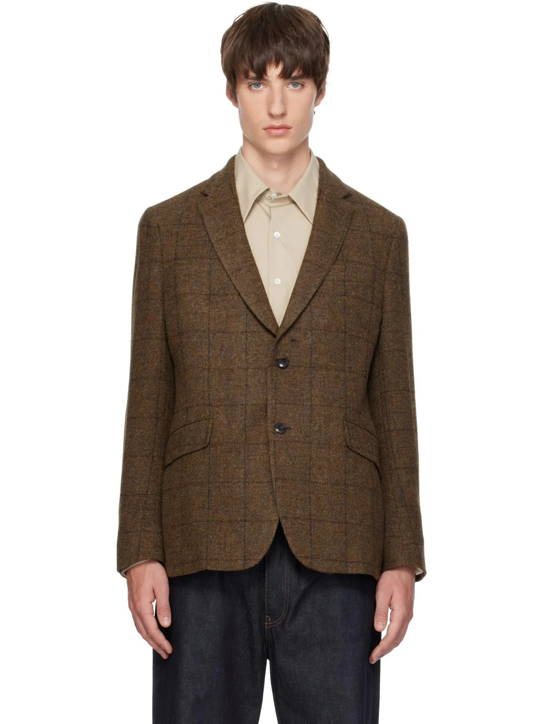 Brown Gosforth Moons Check Blazer - 1
