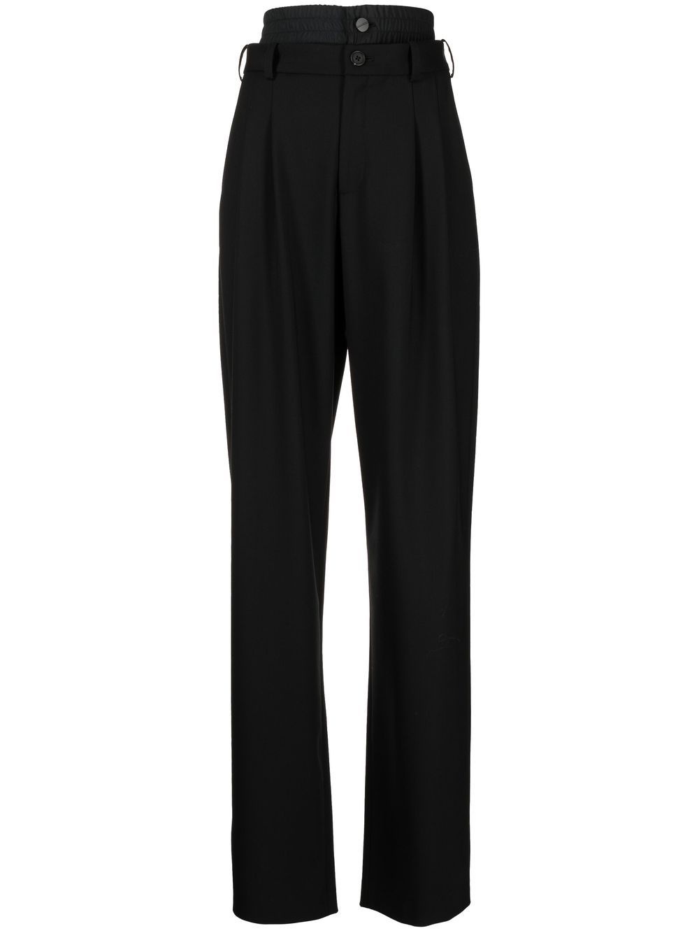 double-waist straight-leg trousers - 1