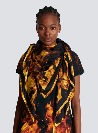 Balmain Fire printed silk scarf outlook