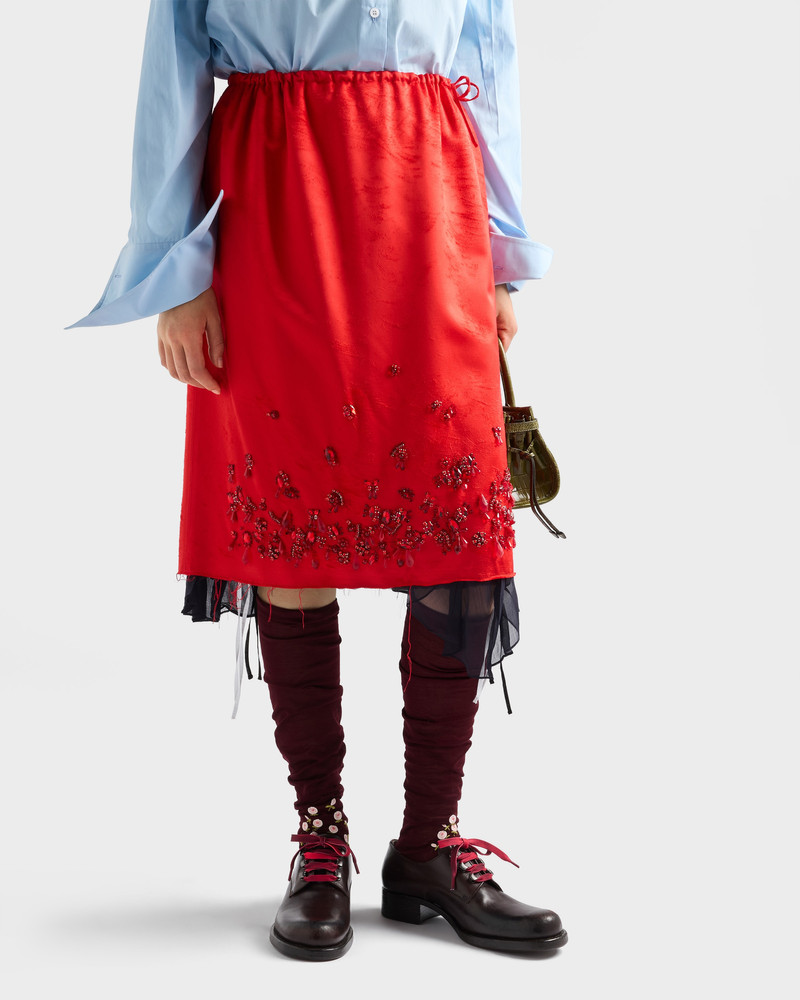 Satin skirt with embroidery 4