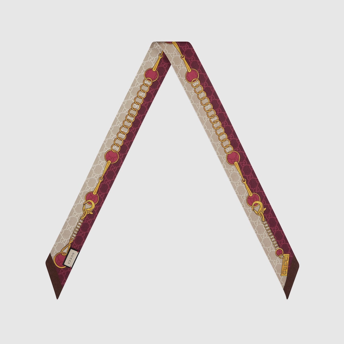 GG chain Horsebit print silk neckbow - 2