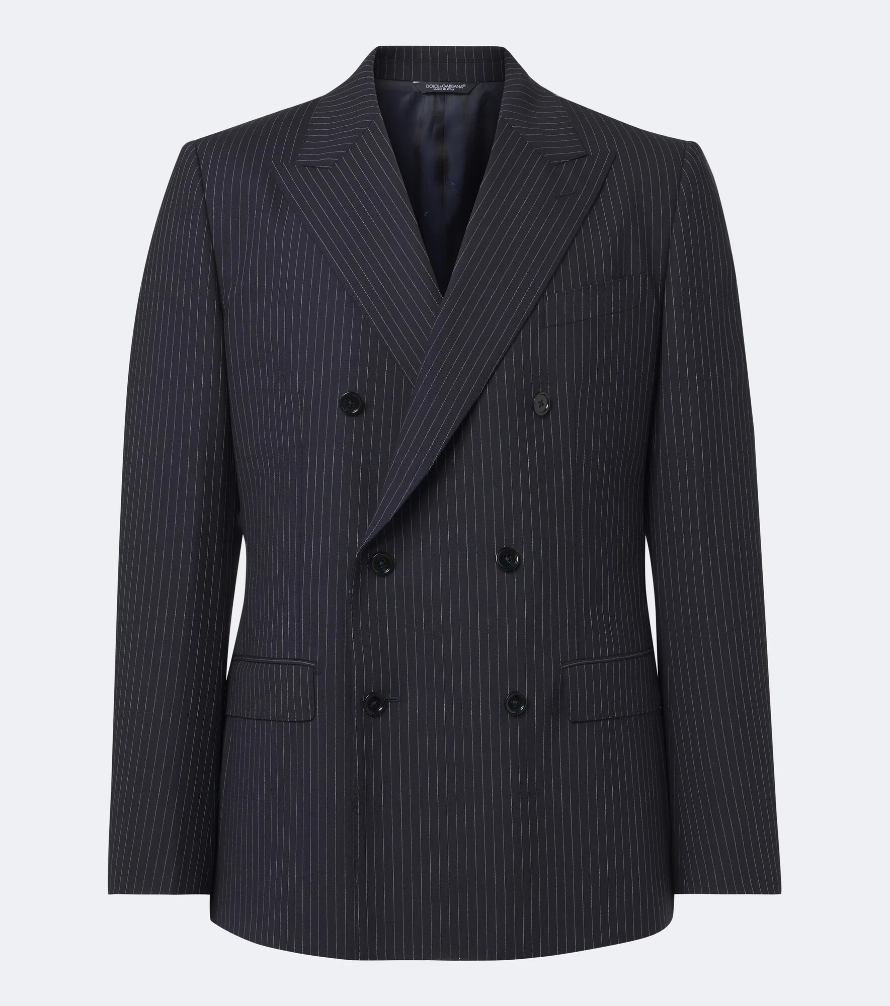 Pinstripe double-breasted wool-blend blazer - 1