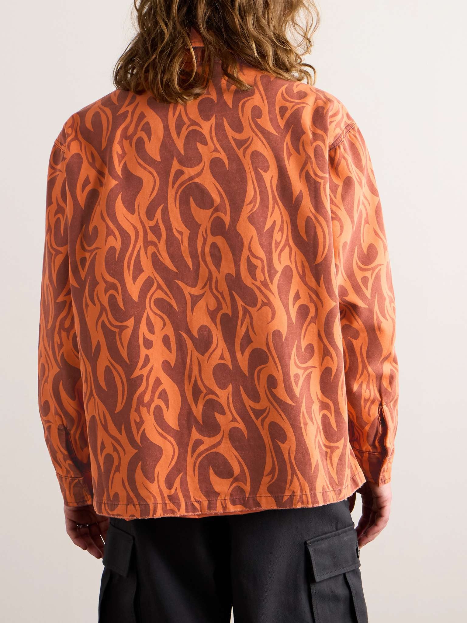 Logo-Embroidered Distressed Printed Cotton-Canvas Jacket - 4