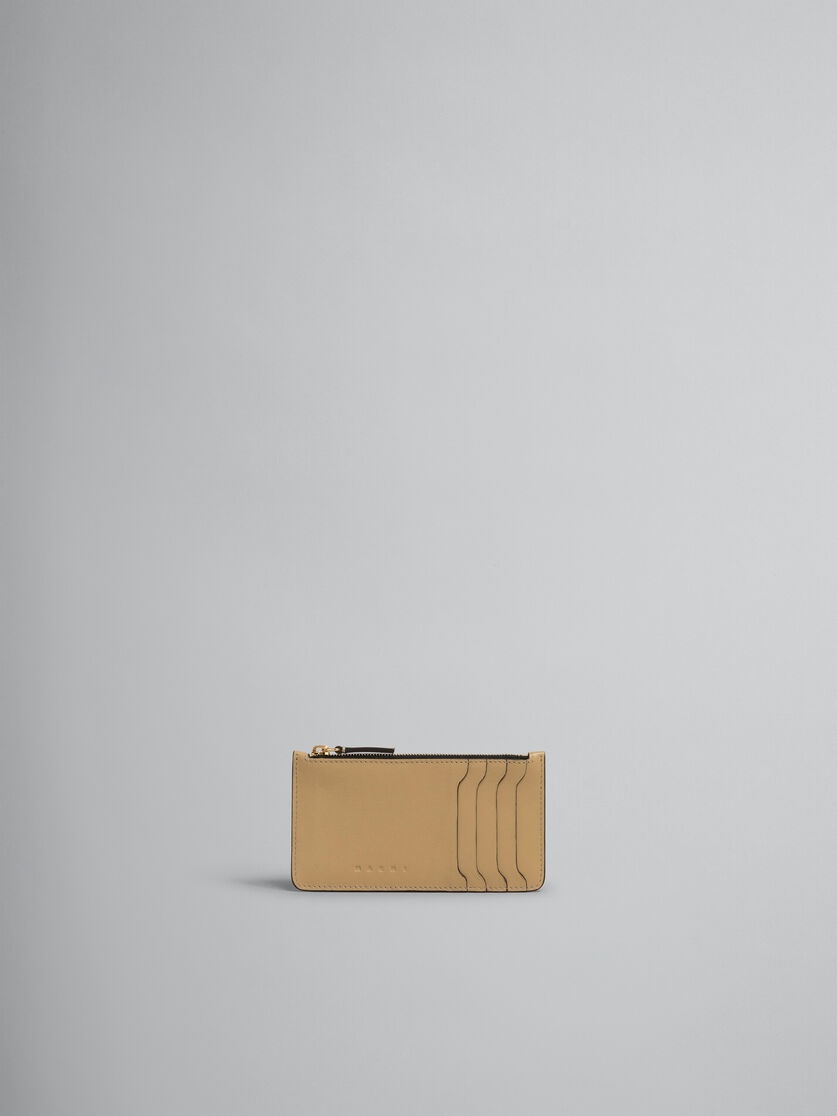 BEIGE LEATHER CARD CASE - 1