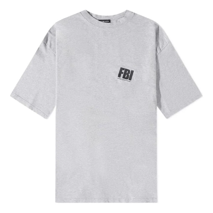Balenciaga FBI Oversized T-Shirt 'Heather Grey Black' 681314TLVG91380 - 1