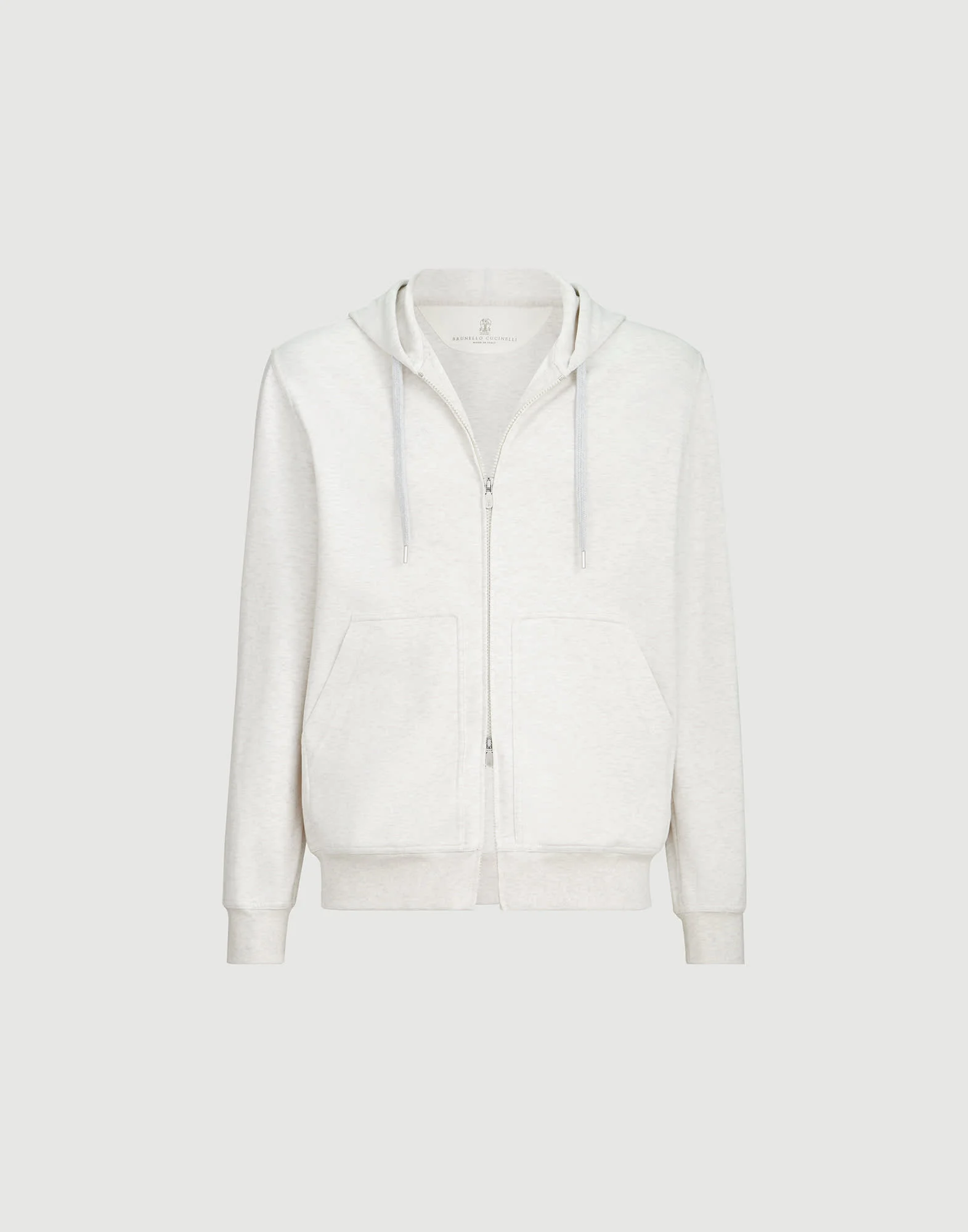 Techno cotton French terry double cloth hooded sweatshirt with zipper - 1