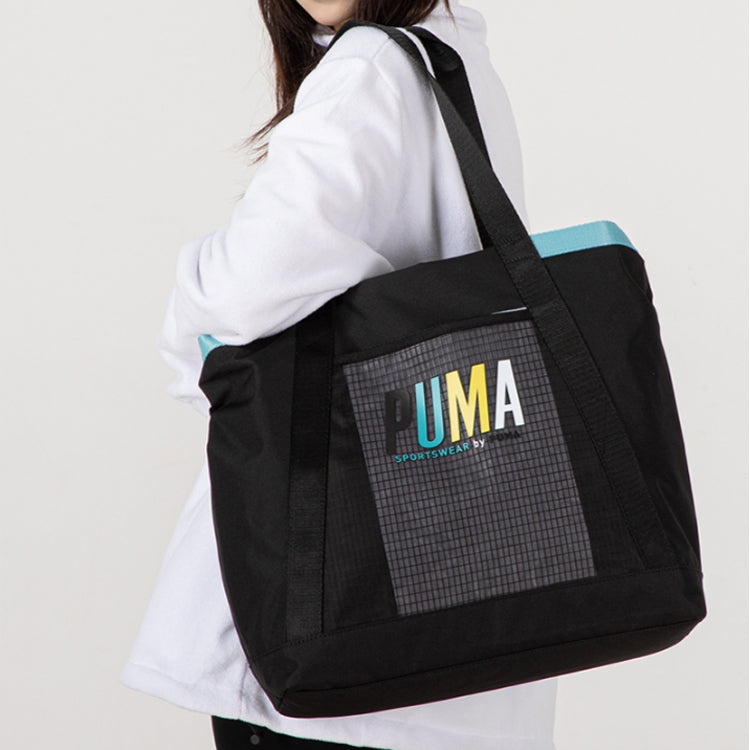 (WMNS) PUMA Prime Street Large Shopper Bag 'Black Blue White Yellow' 078754-01 - 3