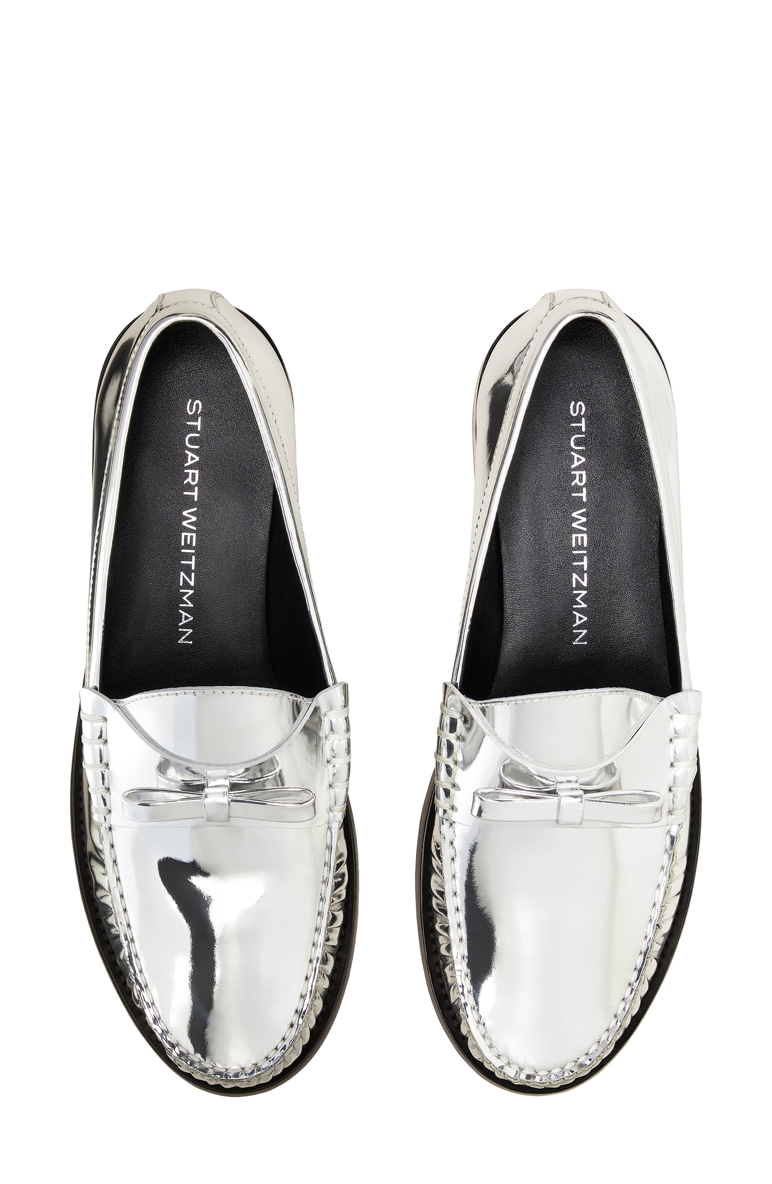 Stuart Weitzman Lottie Bow Loafer in Silver at Nordstrom - 4