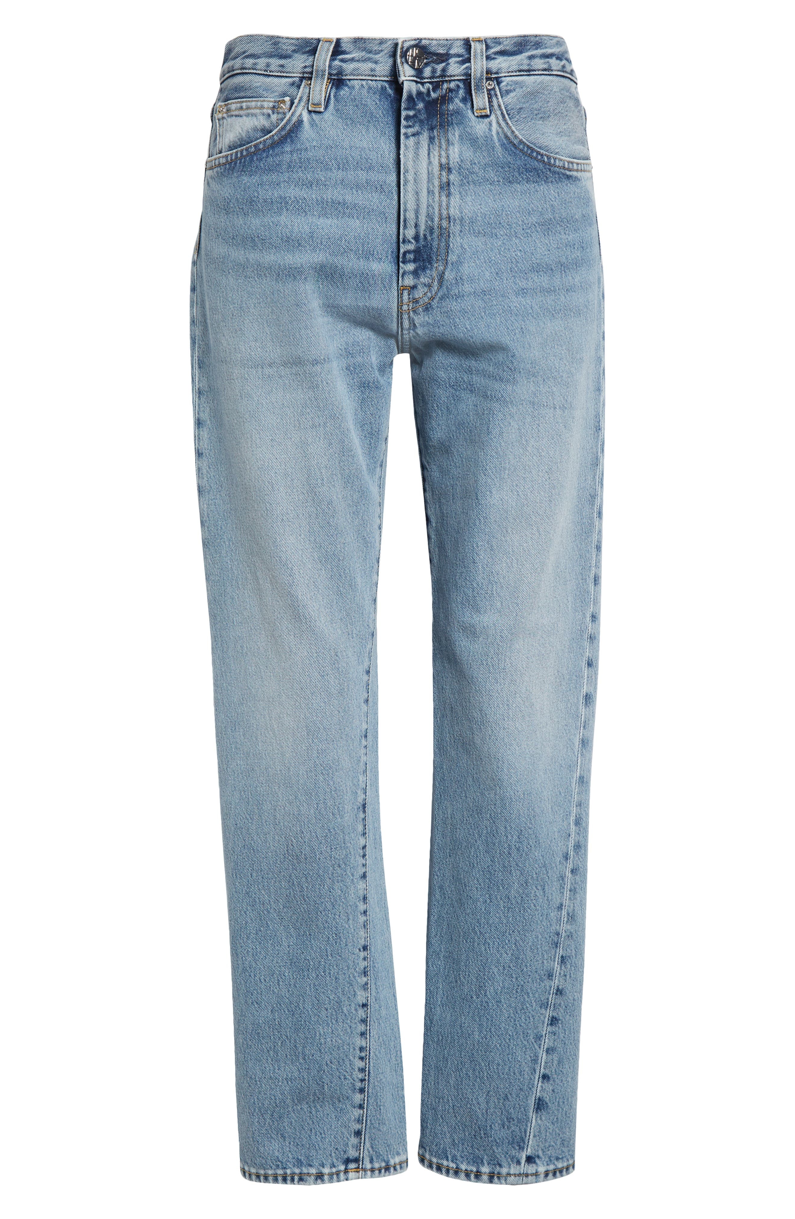 TOTEME Twisted Seam Organic Cotton Straight Leg Jeans in Worn Blue at Nordstrom - 6