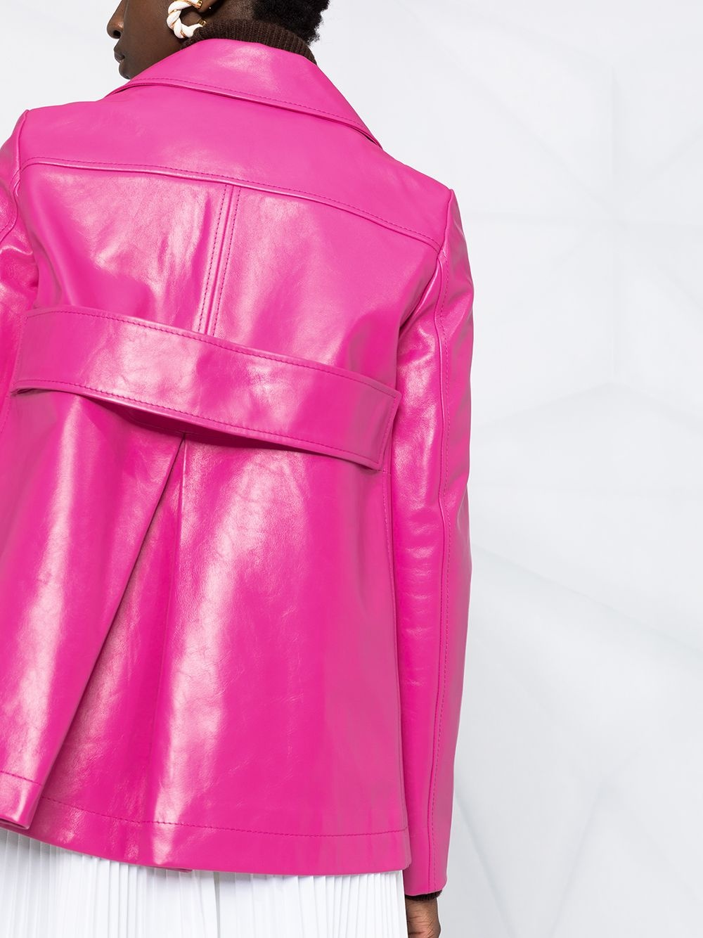 double-breasted leather jacket - 3
