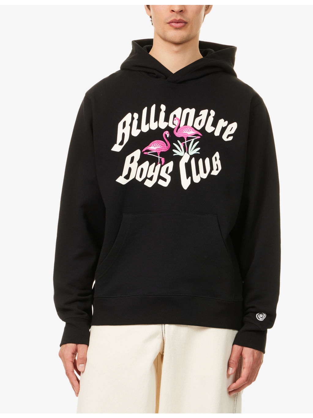 Flamingo Embroidered Cotton Hoody - 3