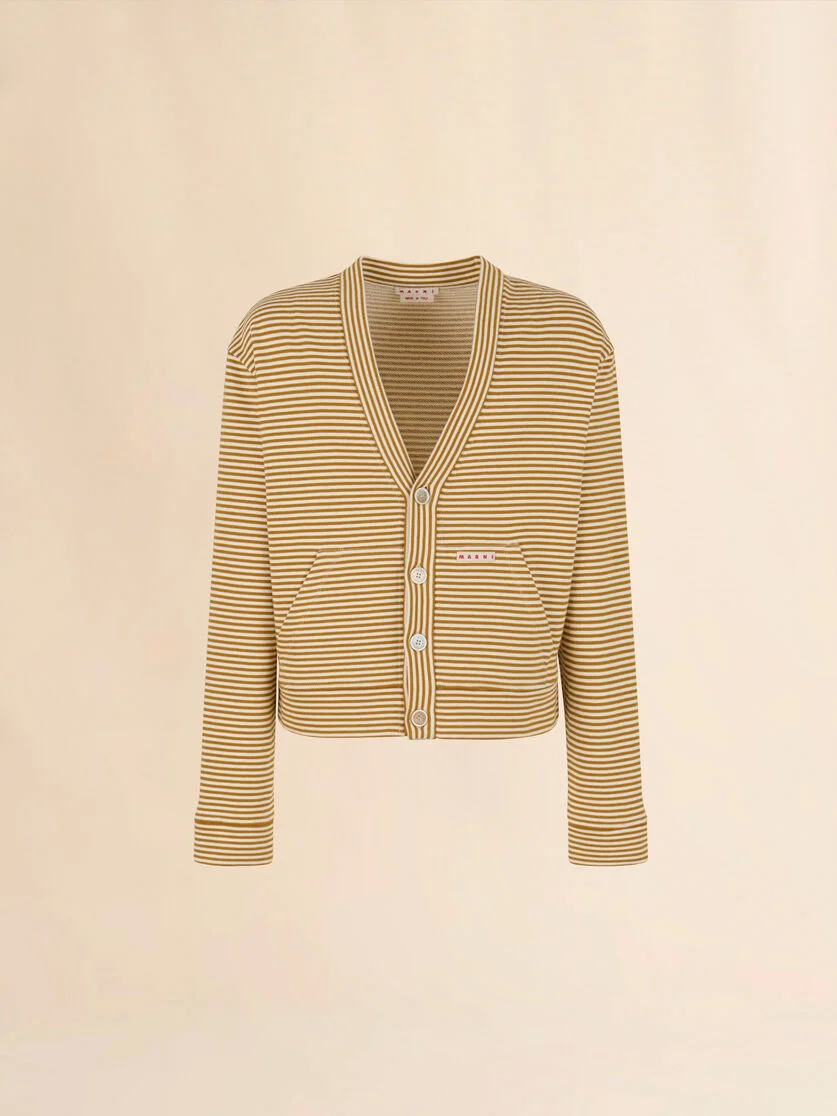 YELLOW AND WHITE STRIPED CARDIGAN SWEATSHIRT - 1