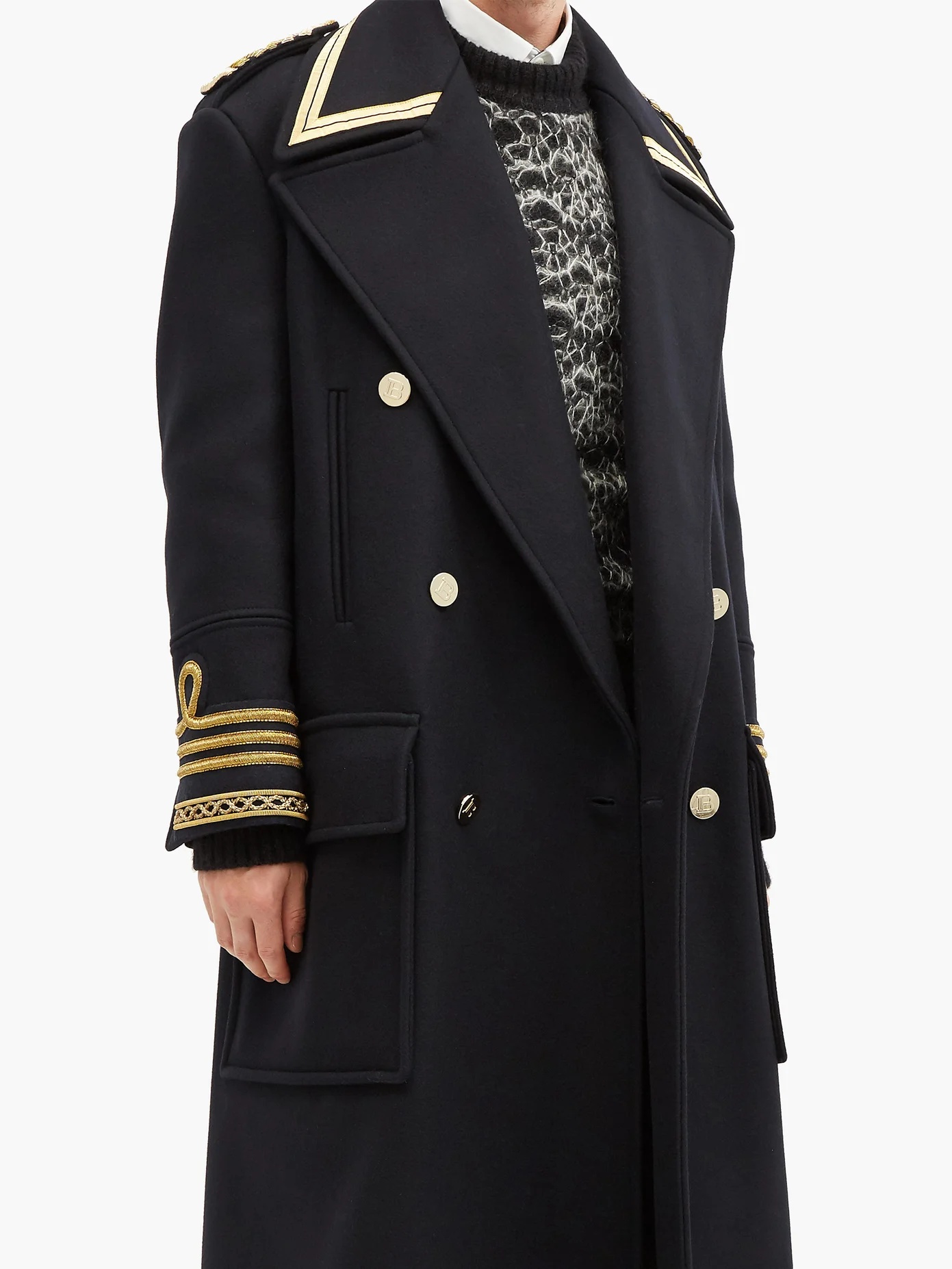 Double-breasted wool-blend military coat - 2