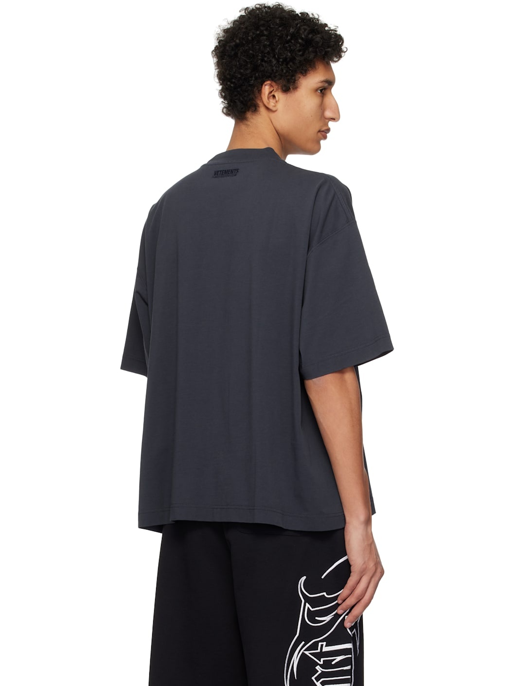 Navy 'VTM' World Cropped Boxy T-shirt - 3