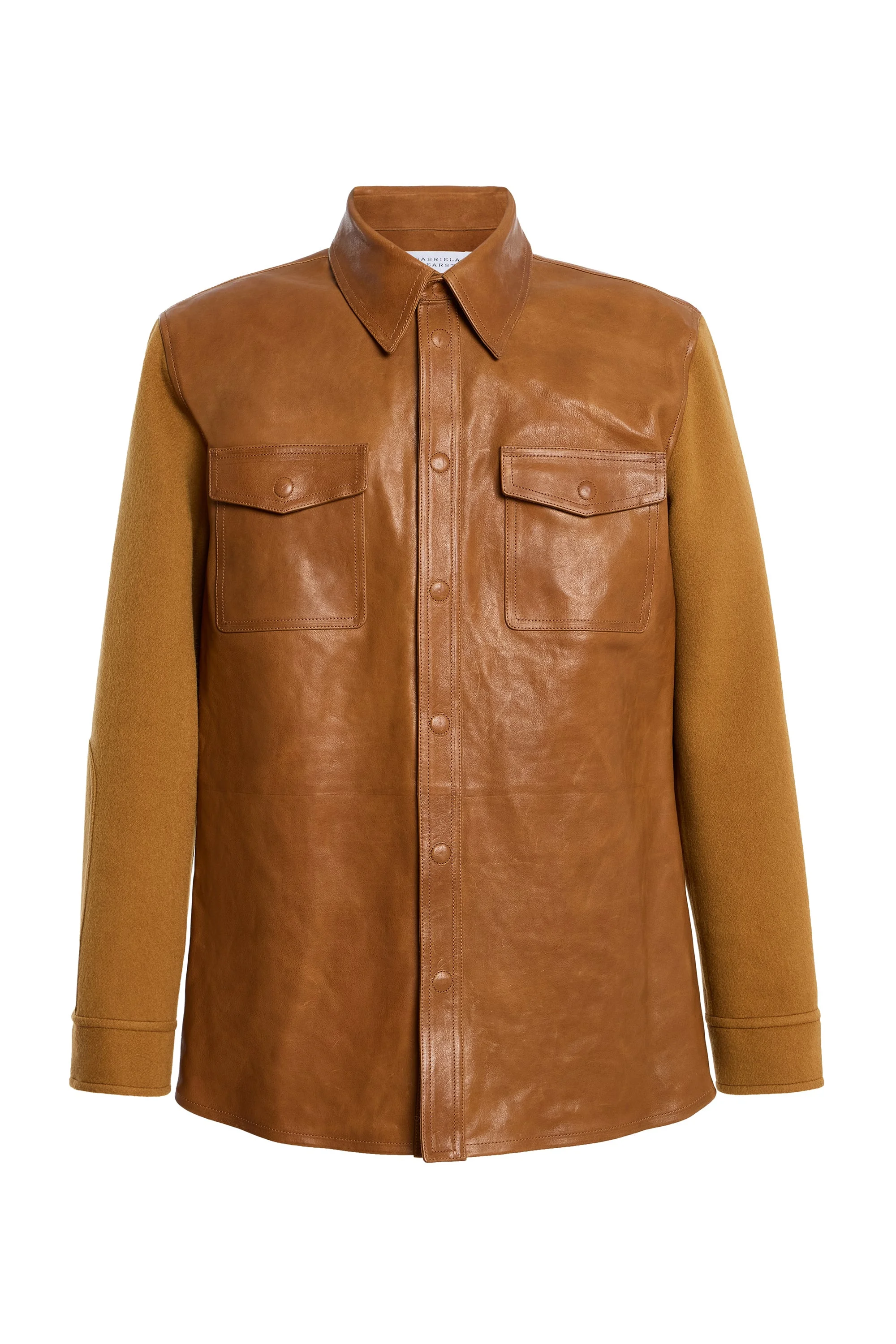 Lucas Overshirt in Cognac Vachetta Leather & Double-face Recycled Cashmere - 1