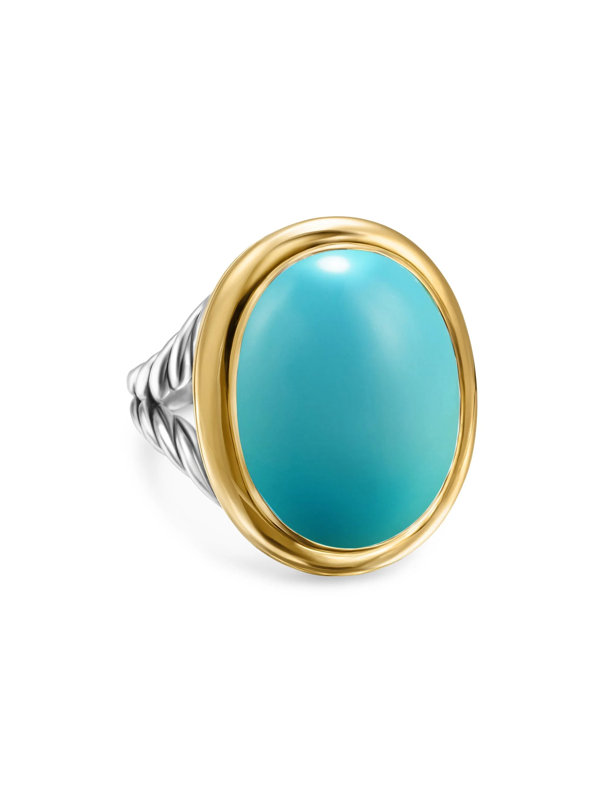 Women's Albion Oval Ring in Sterling Silver - Reconstituted Turquoise - 1