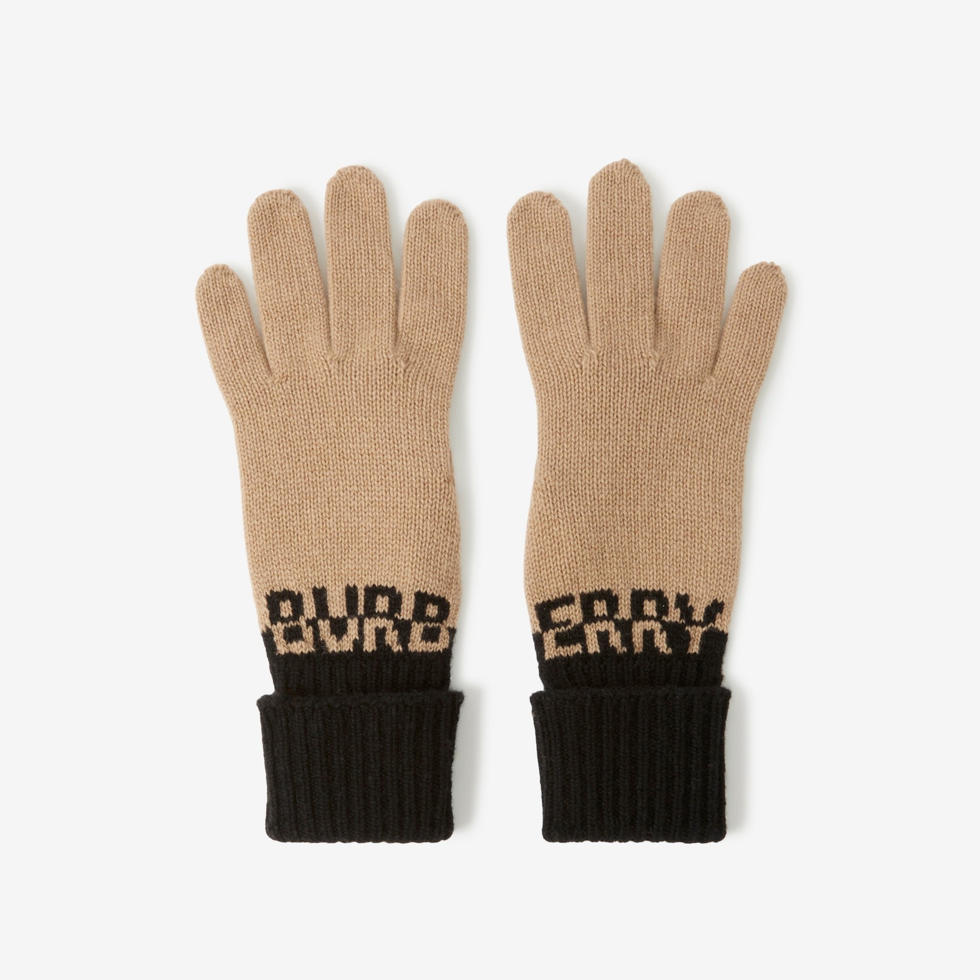 Logo Intarsia Two-tone Cashmere Gloves - 2