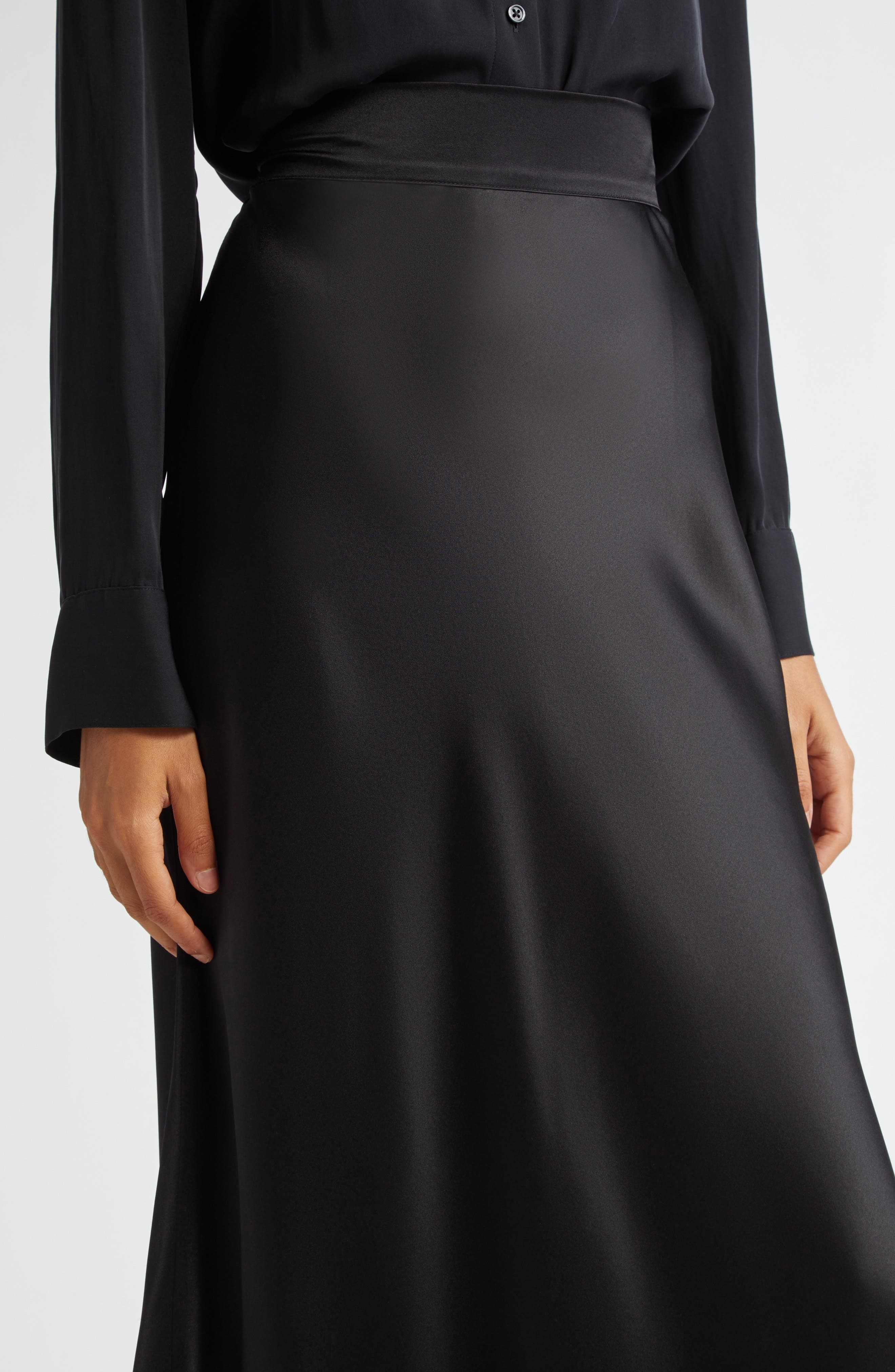 L'AGENCE Ryker Bias Cut Silk Maxi Skirt in Black at Nordstrom - 5