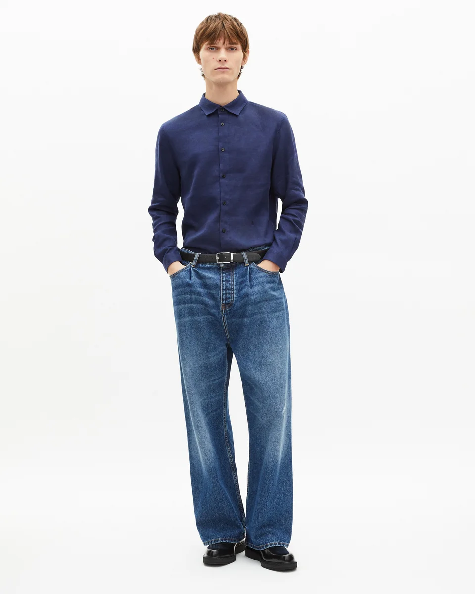 NAVY LINEN SHIRT - 1