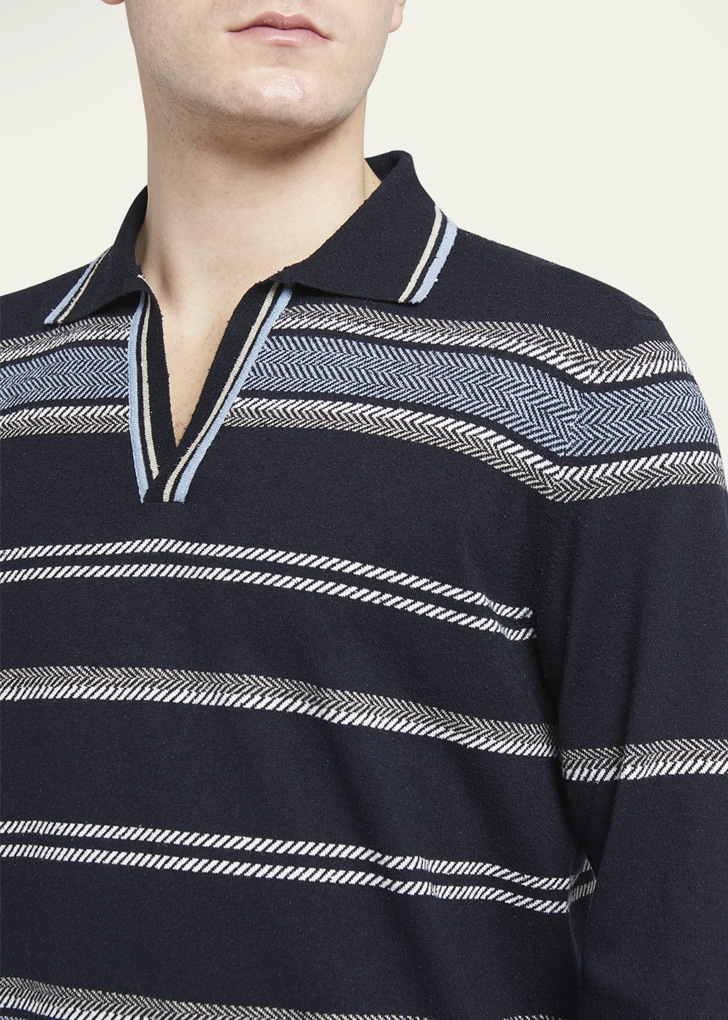 Men's Avaika Silk Stripe Polo Sweater - 4