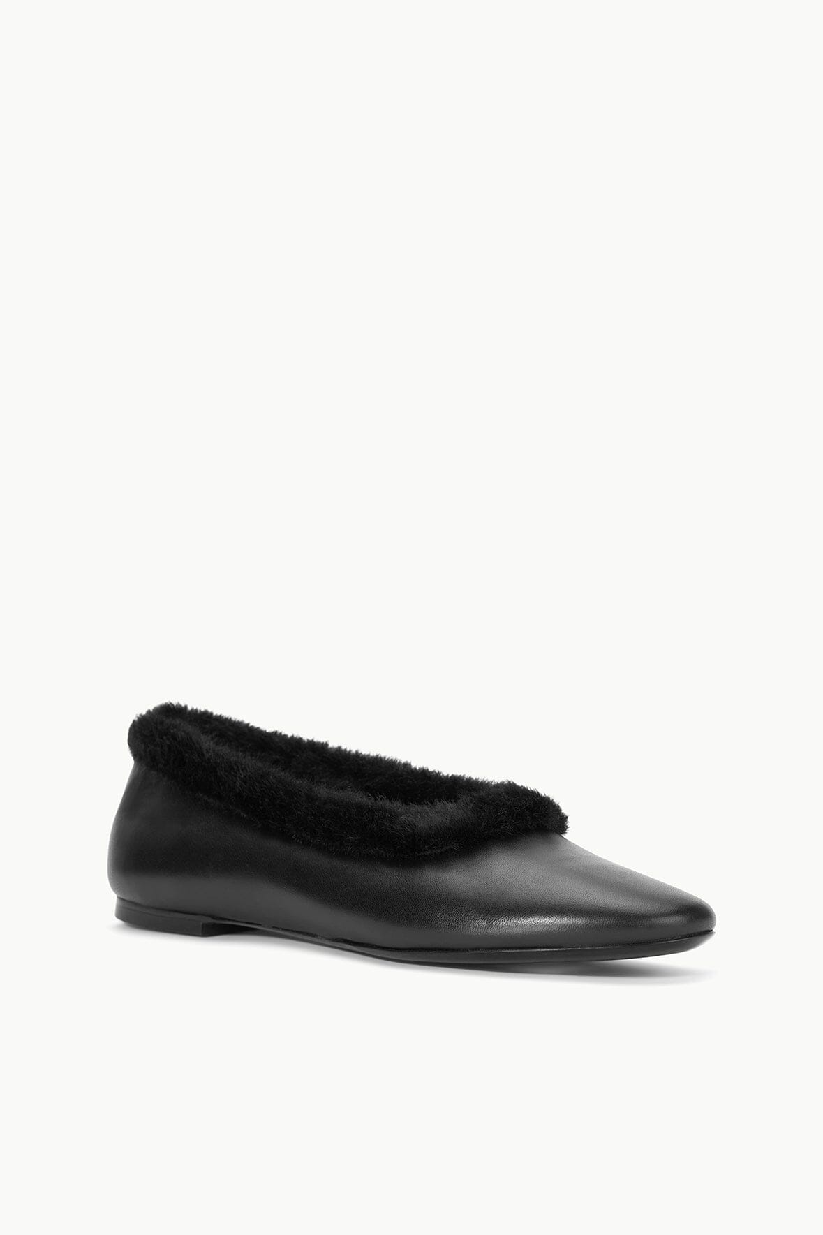 STAUD ALBA FAUX FUR TRIM BALLET BLACK - 3