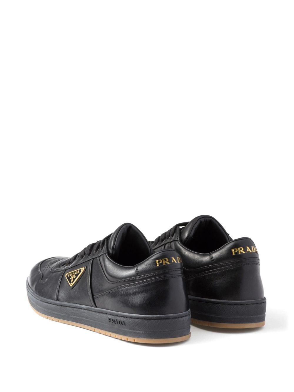enamel-triangle leather sneakers - 3