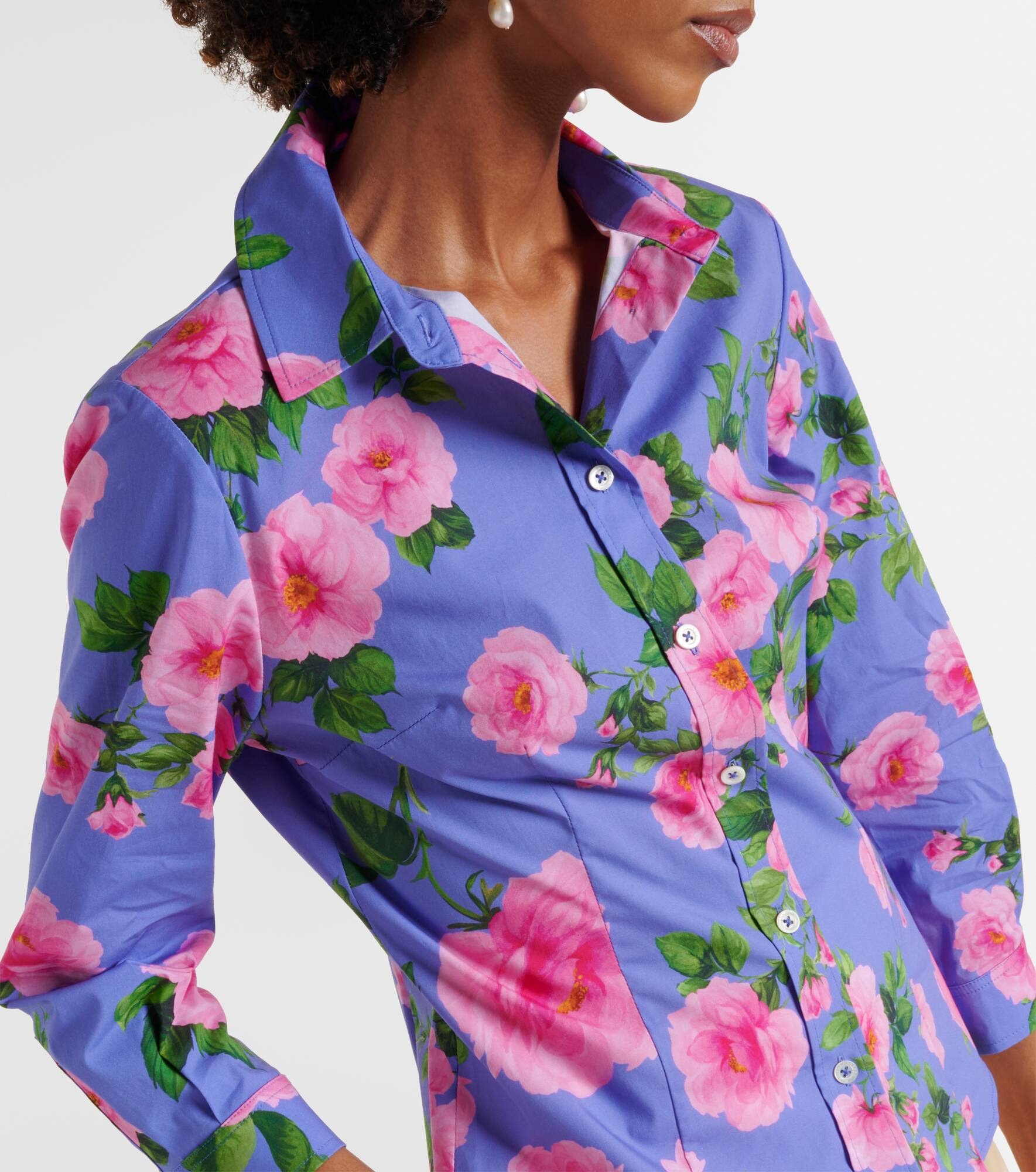 Floral cotton-blend shirt - 4
