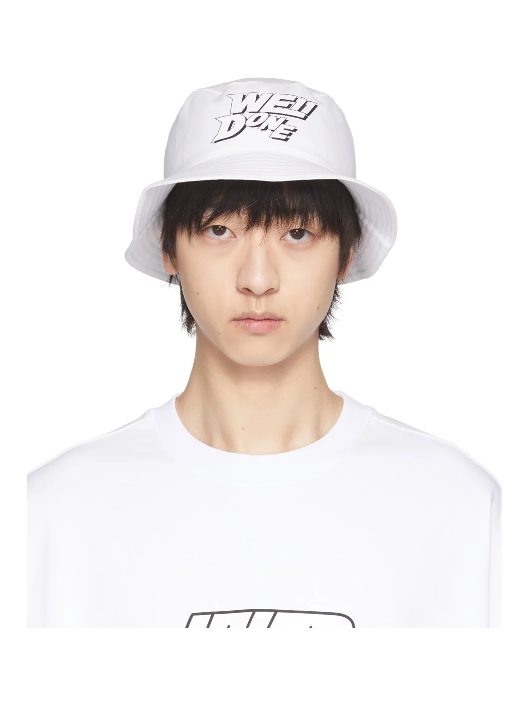 White Basic Logo Bucket Hat - 1