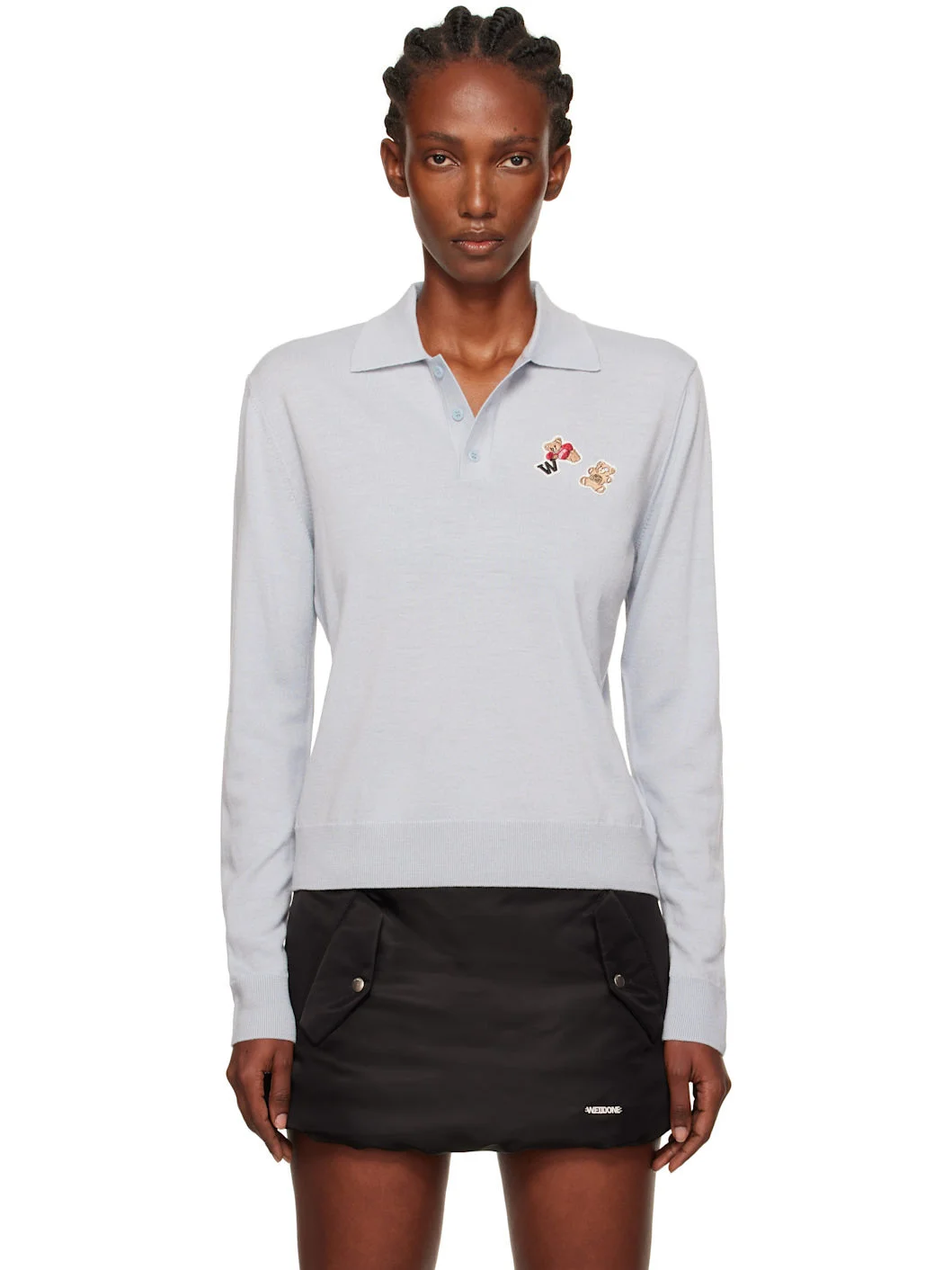 Blue Double Patched Knit Polo - 1