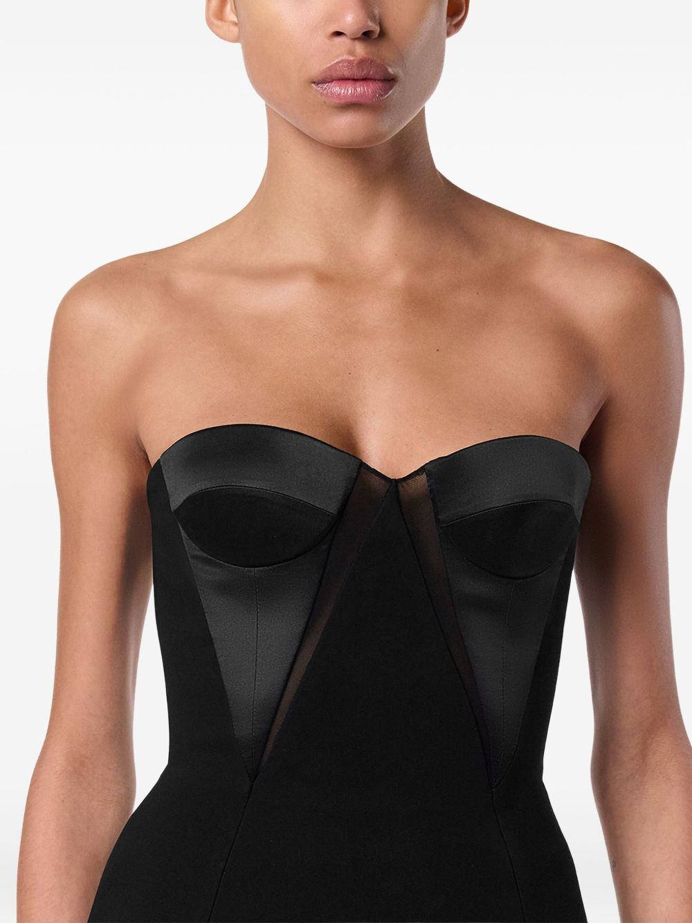 satin-panelled bustier top - 5