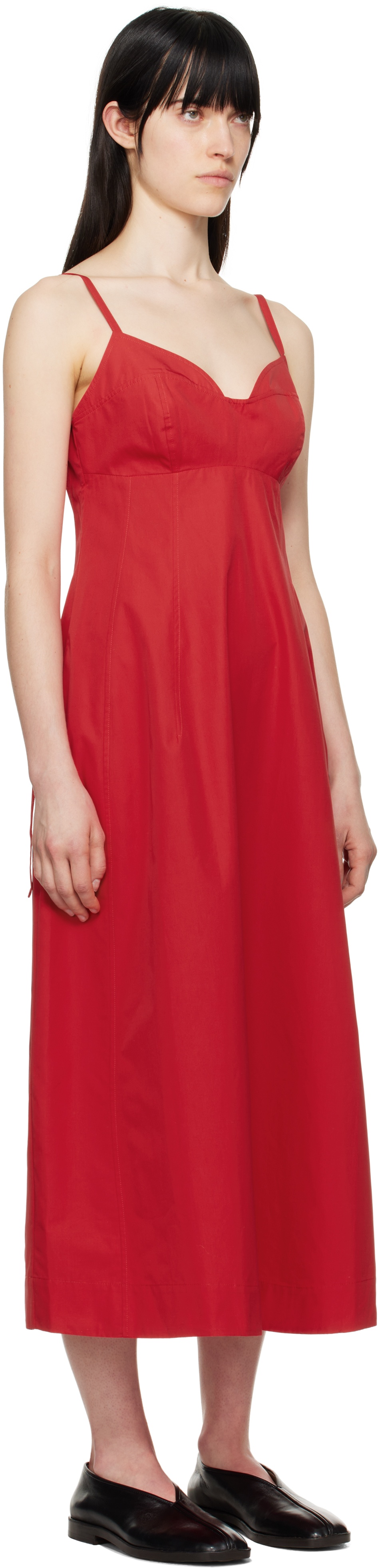Red Bustier Midi Dress - 3