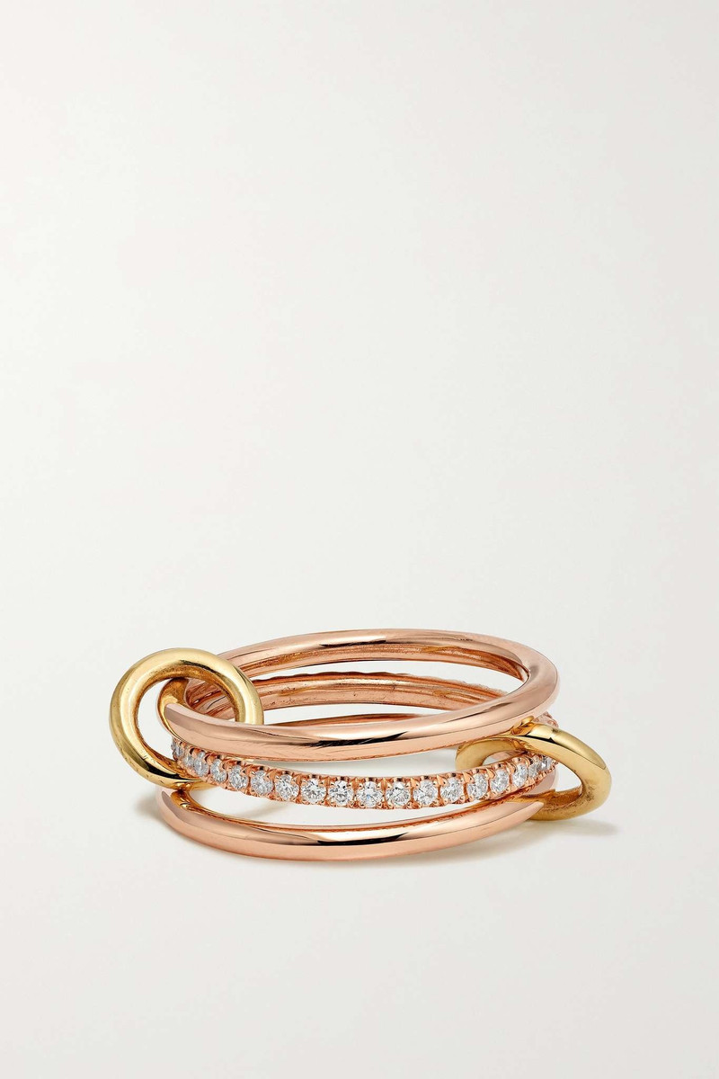 Sonny set of three 18-karat yellow and rose gold and diamond rings - 1