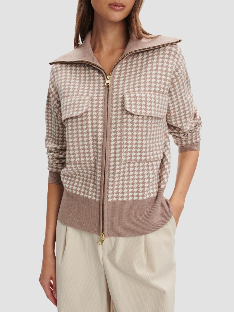 Women's Ablett Houndstooth Jacquard Jacket - Taupe 4