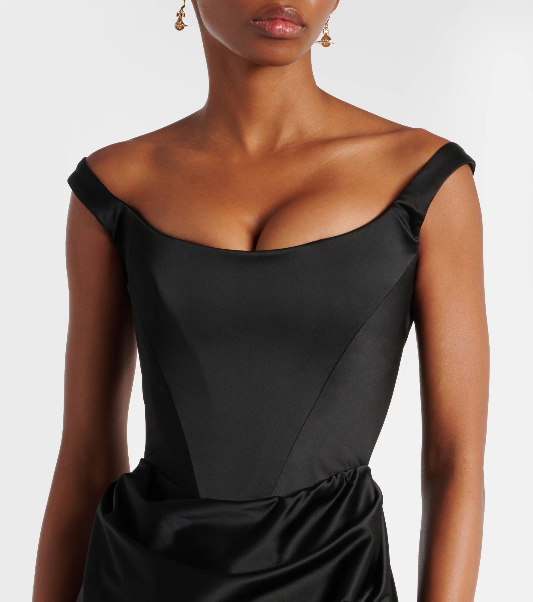 Camille draped crêpe satin bustier gown - 7
