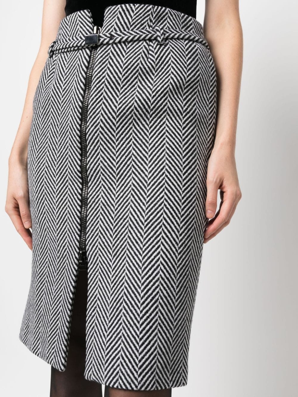 chevron-pattern midi pencil skirt - 5