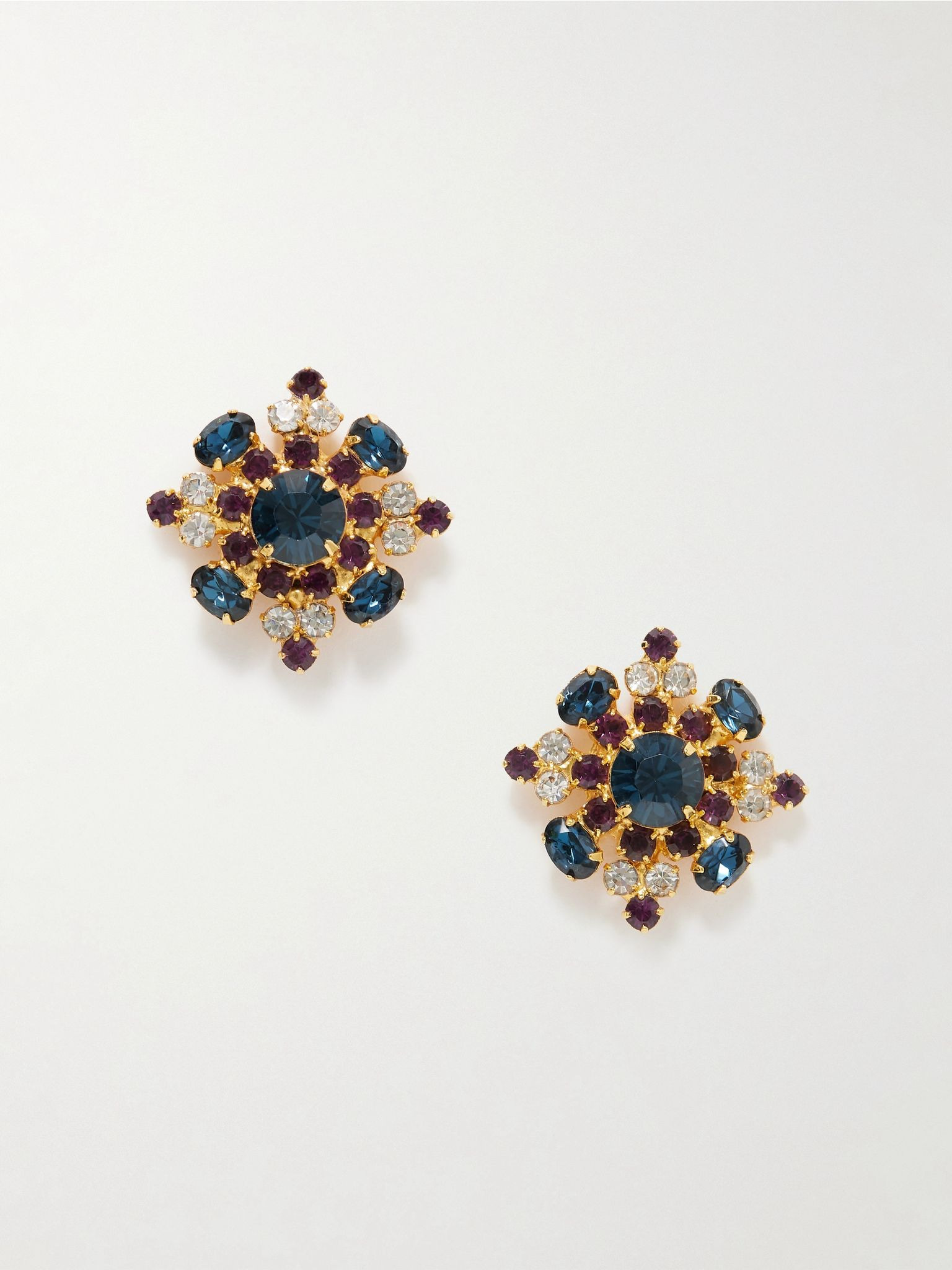 Perola gold-plated crystal earrings Blue - 1
