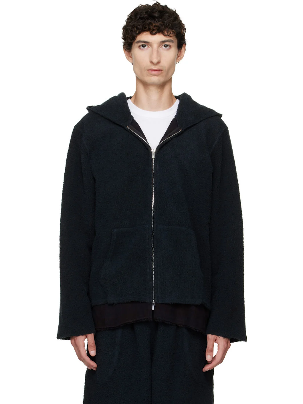 Black Heavyweight Raw Zip Hoodie - 1