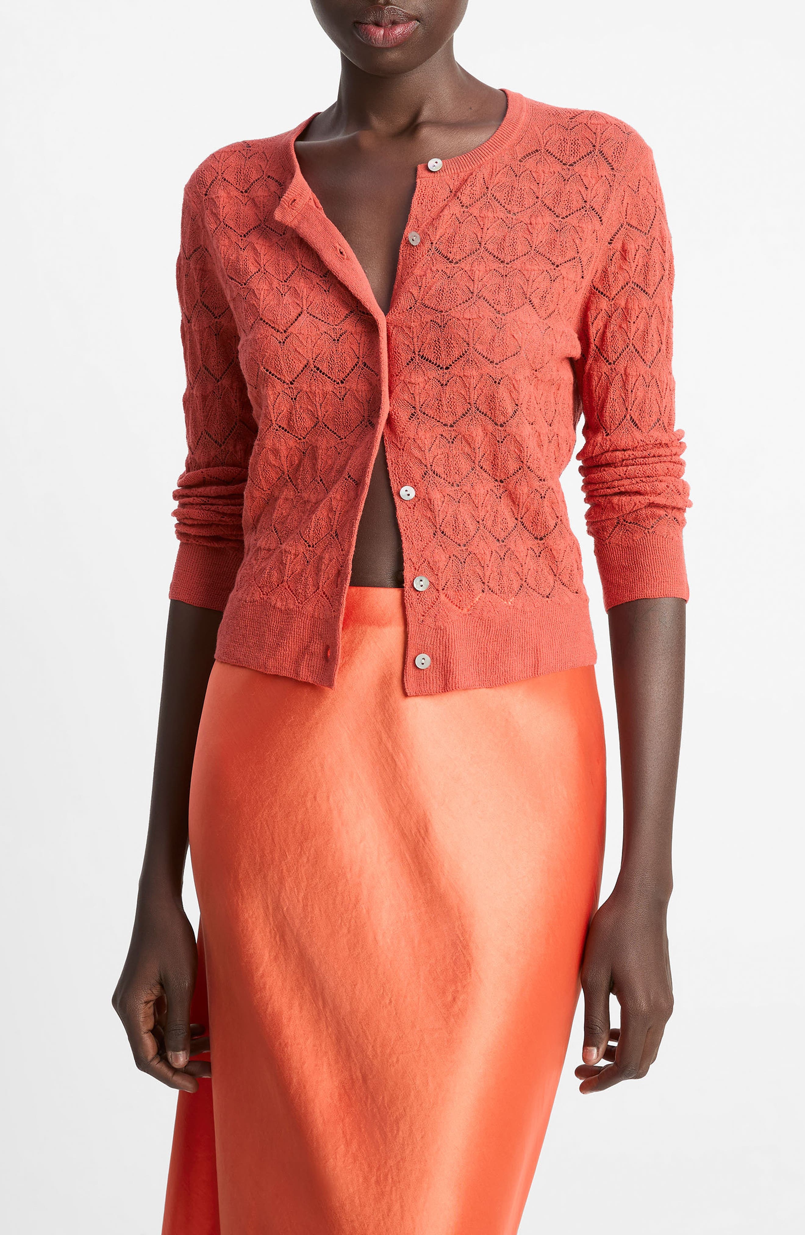 Vince Open Stitch Cotton Cardigan in Terra at Nordstrom - 1