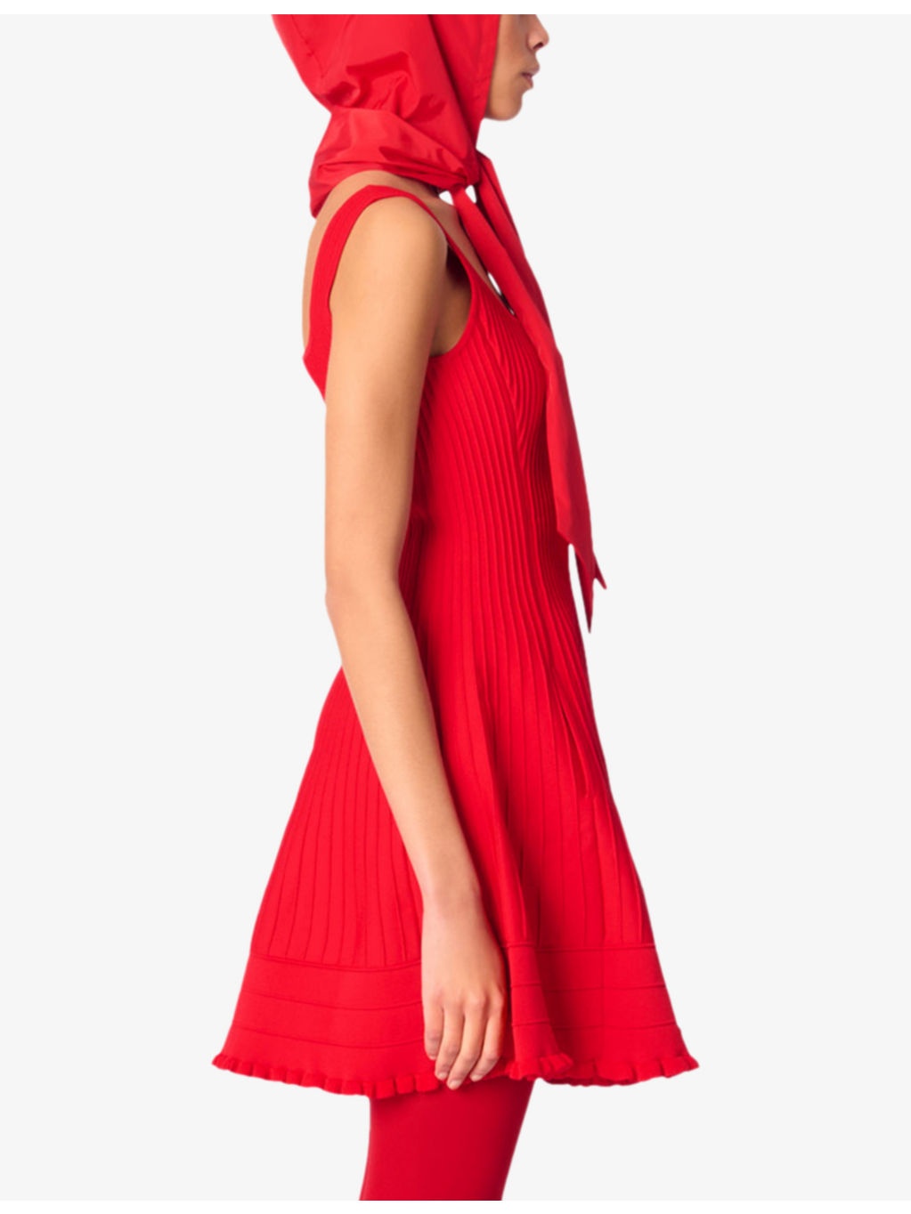 Flared-Hem Square-Neck Stretch-Knit Mini Dress - 3