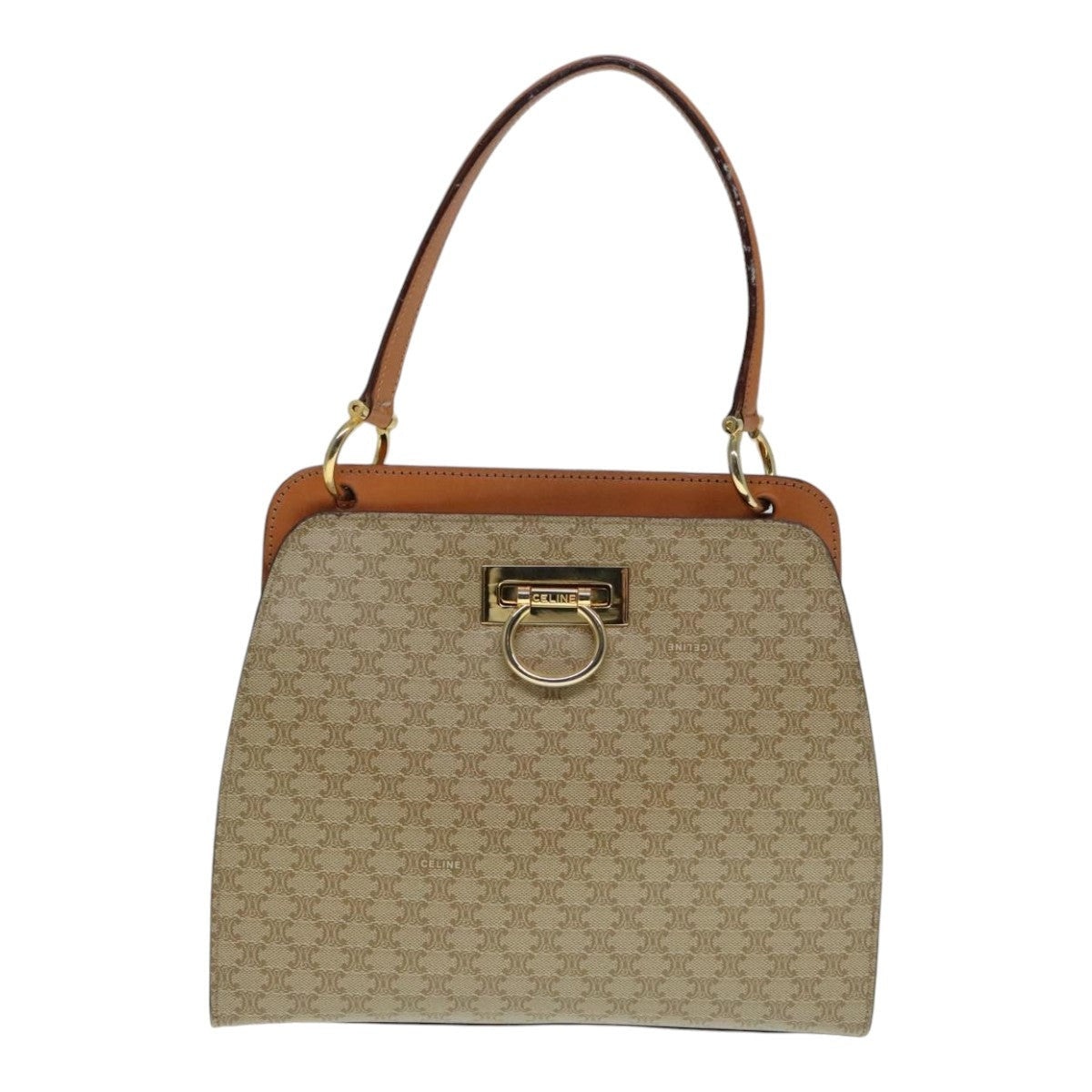 CELINE Macadam Canvas Hand Bag Beige Gold - 2