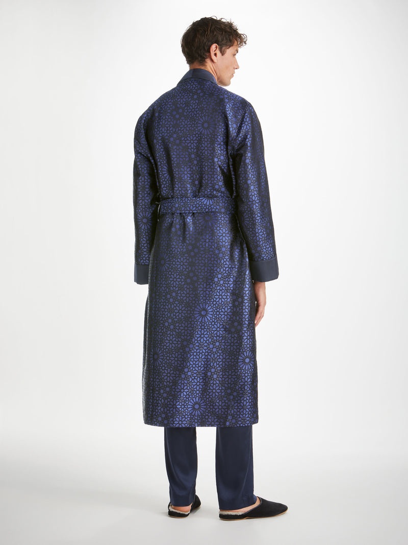 Men's Robe Verona 66 Silk Jacquard Navy - 4