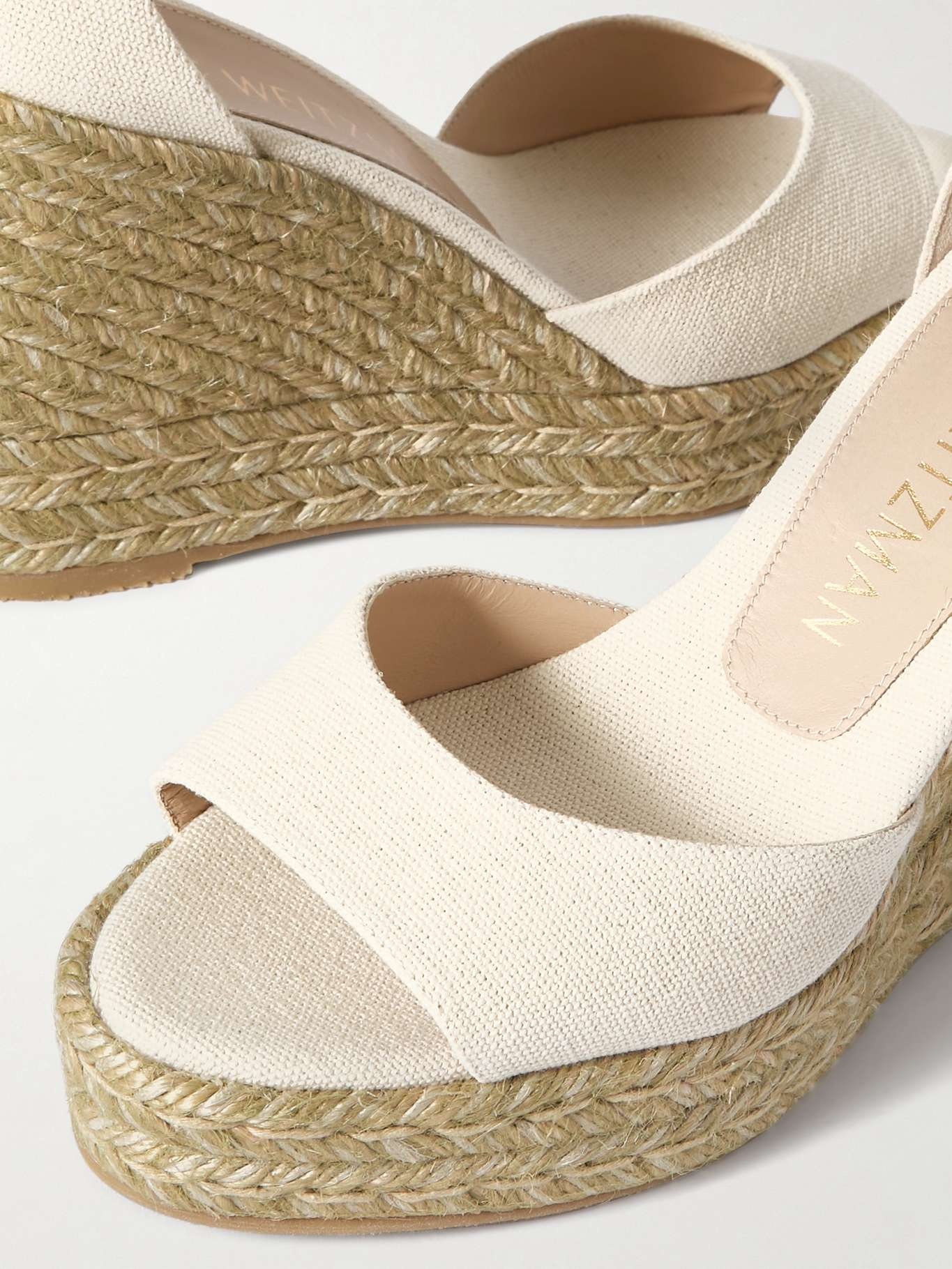 Linen espadrille wedge sandals - 4