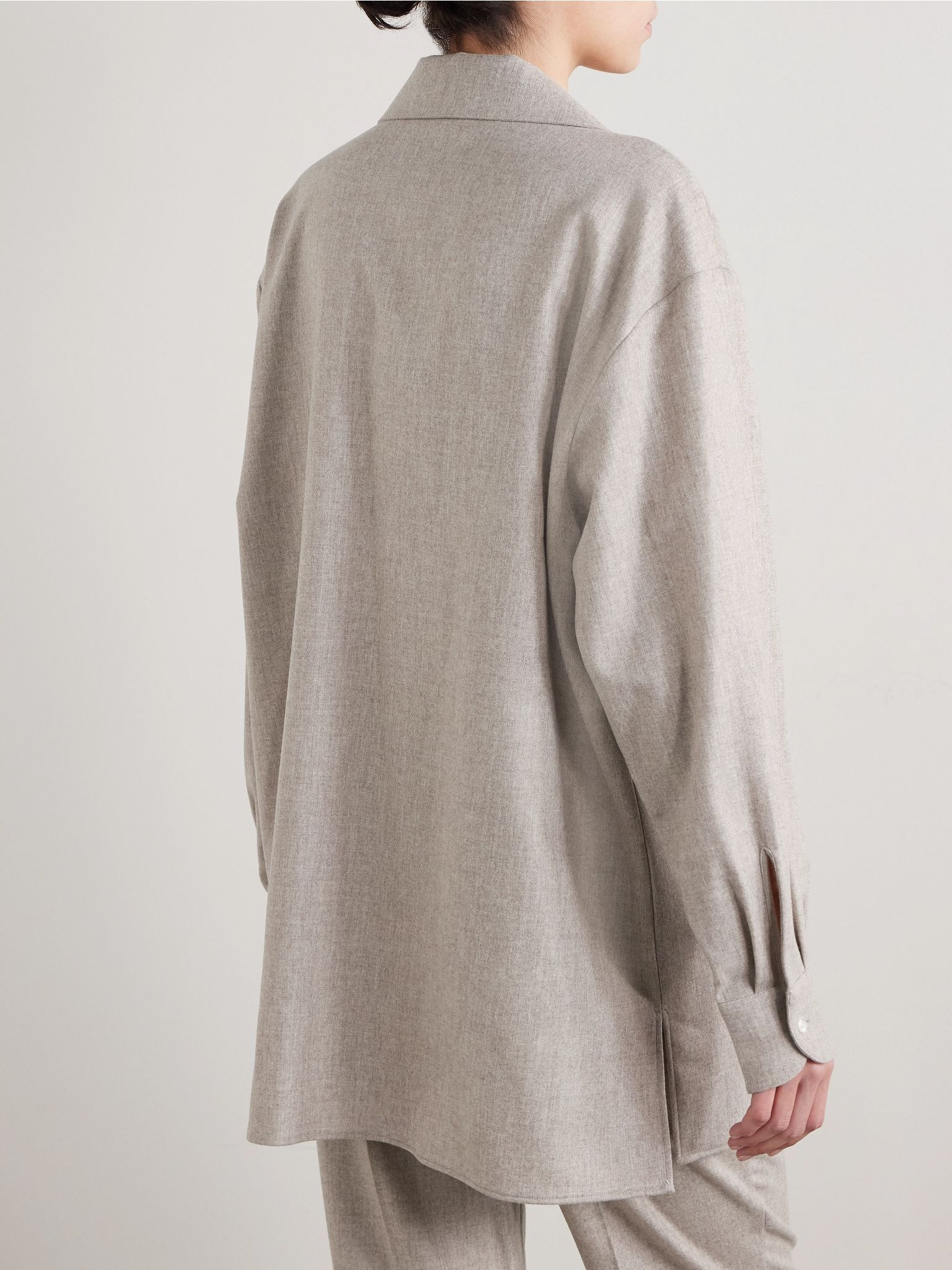 Komako brushed wool and cashmere-blend shirt Cream - 3