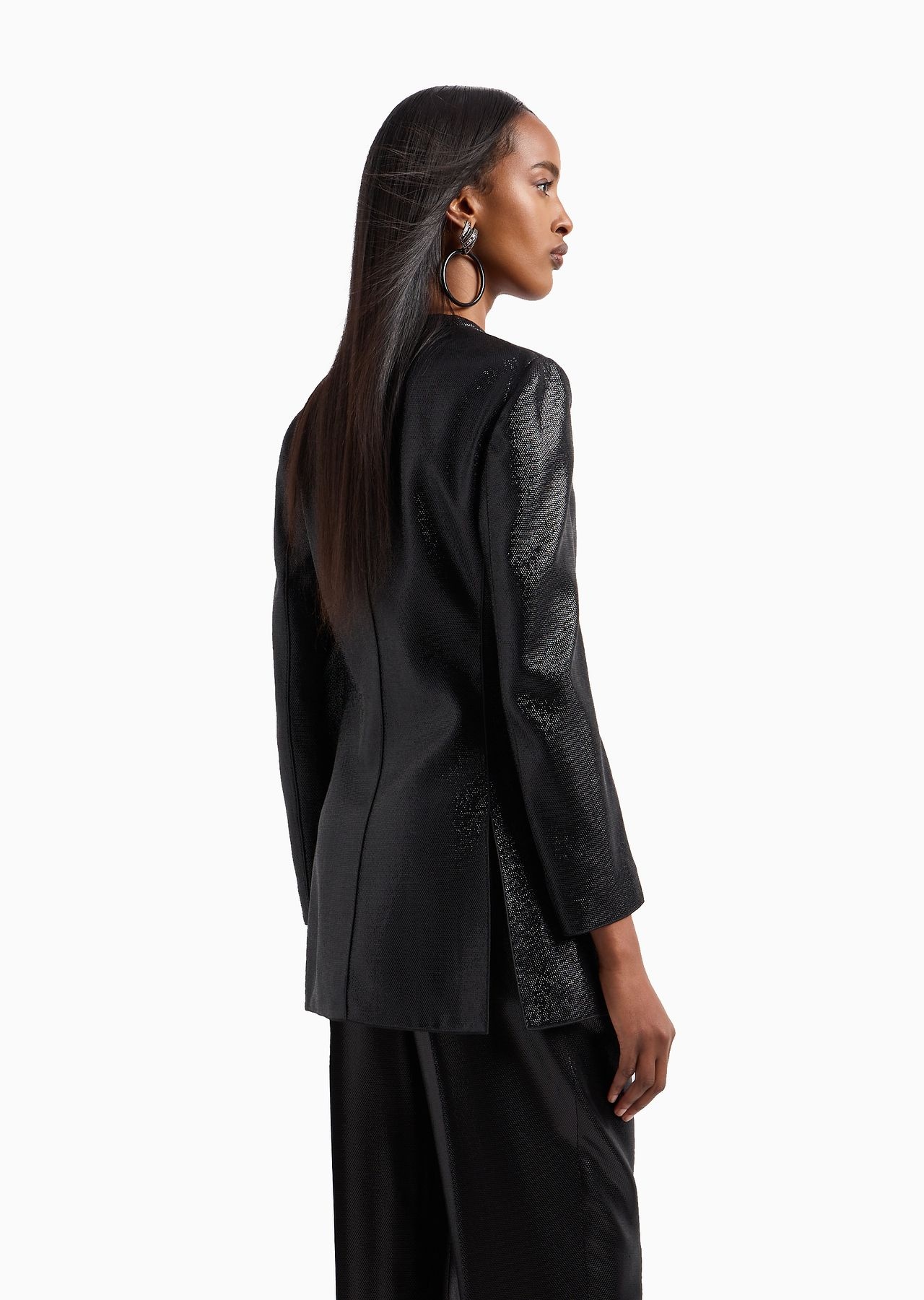 Single-breasted jacket in fluid armure lurex - 3