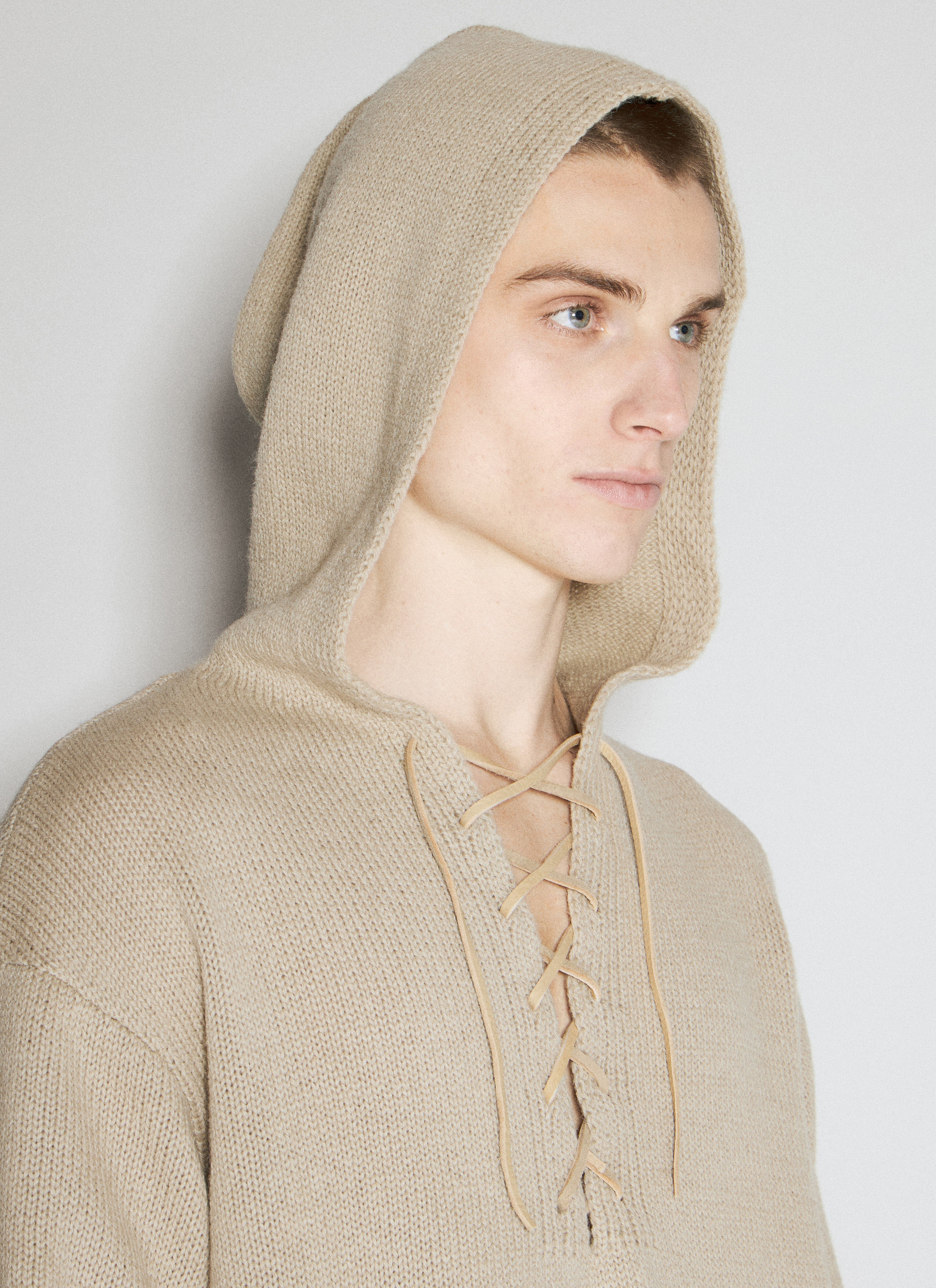Lace-Up Hooded Sweater - 2