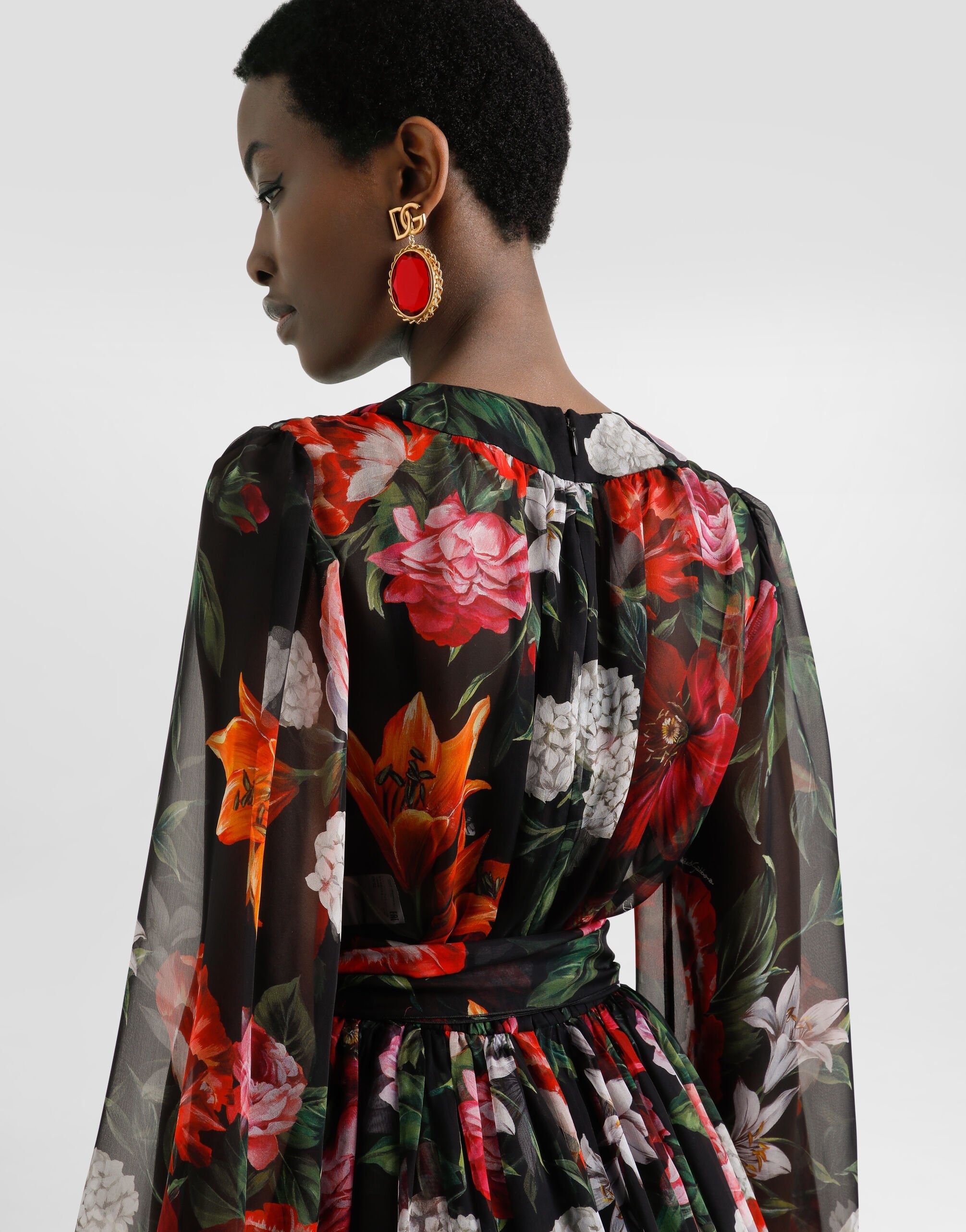 Flower-print chiffon dress - 5