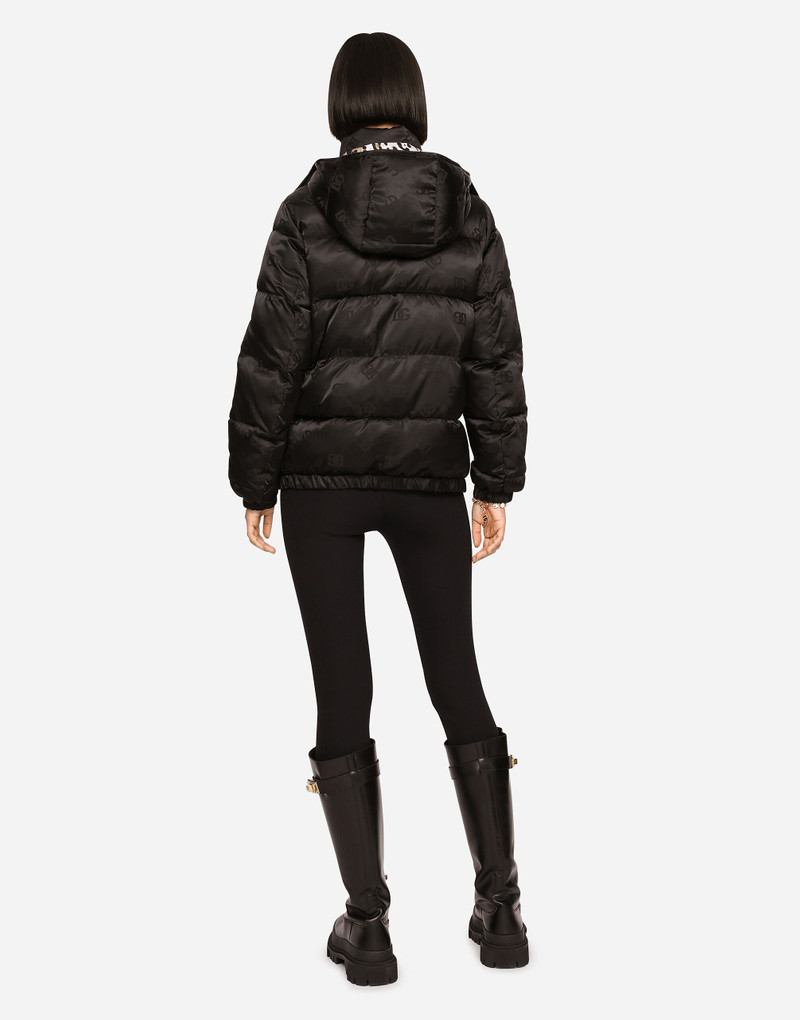 Satin jacquard down jacket with all-over DG logo 5