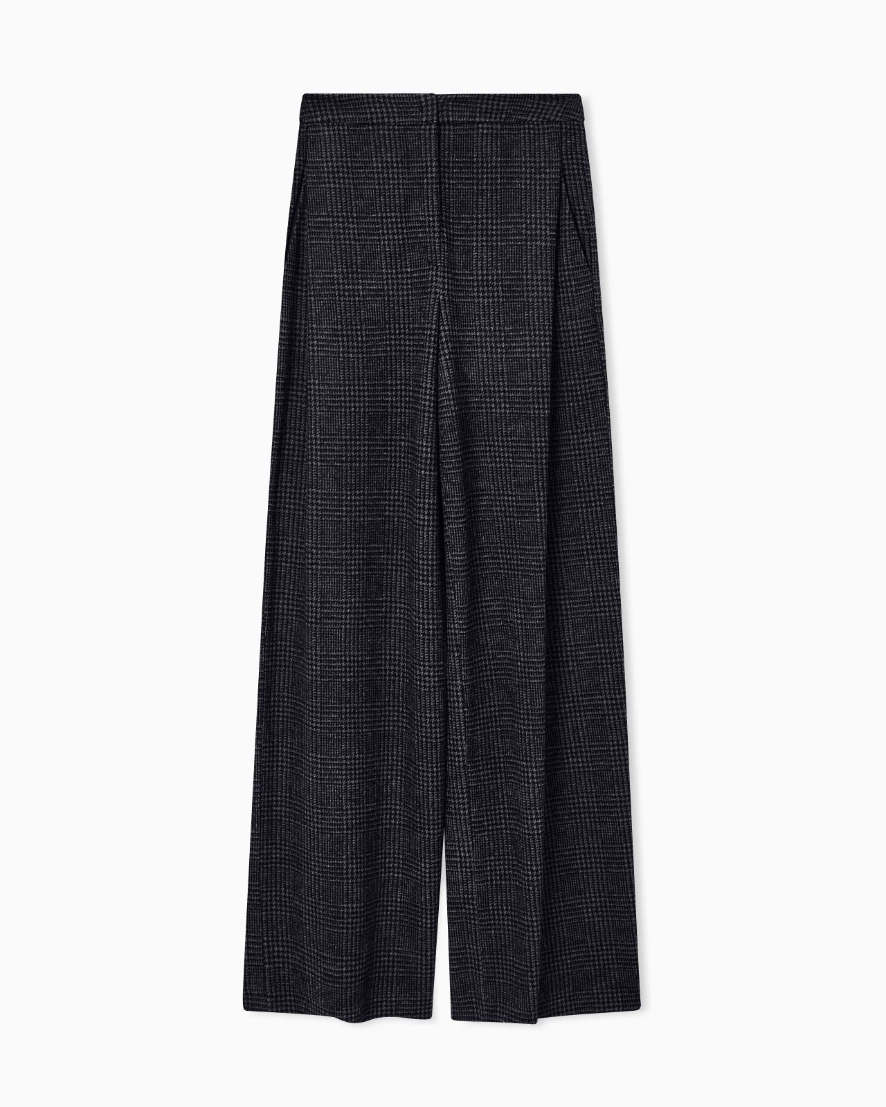 ASV ICON PRINCE OF WALES CHECK COMPACT JERSEY-KNIT TROUSERS WITH PLEATS - 1